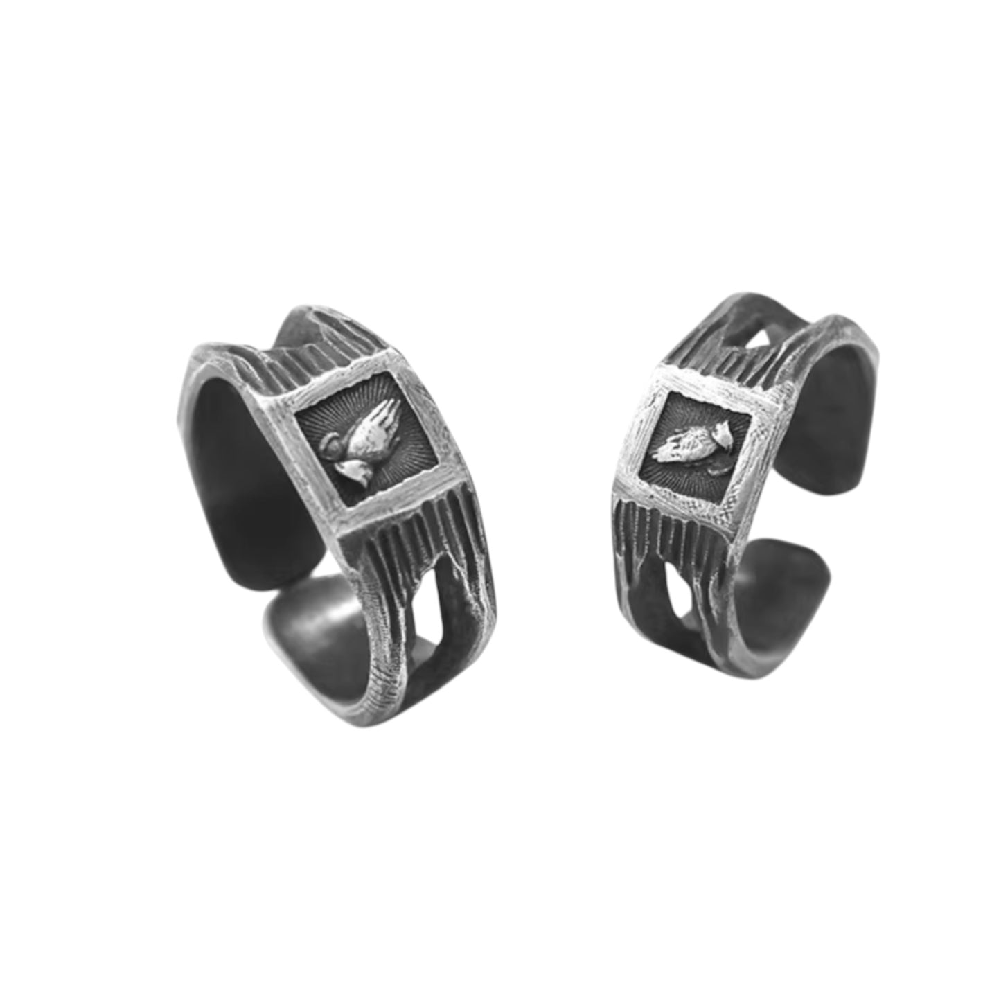S999 Fine Silver Vintage Hands in Prayer Women Men Ring