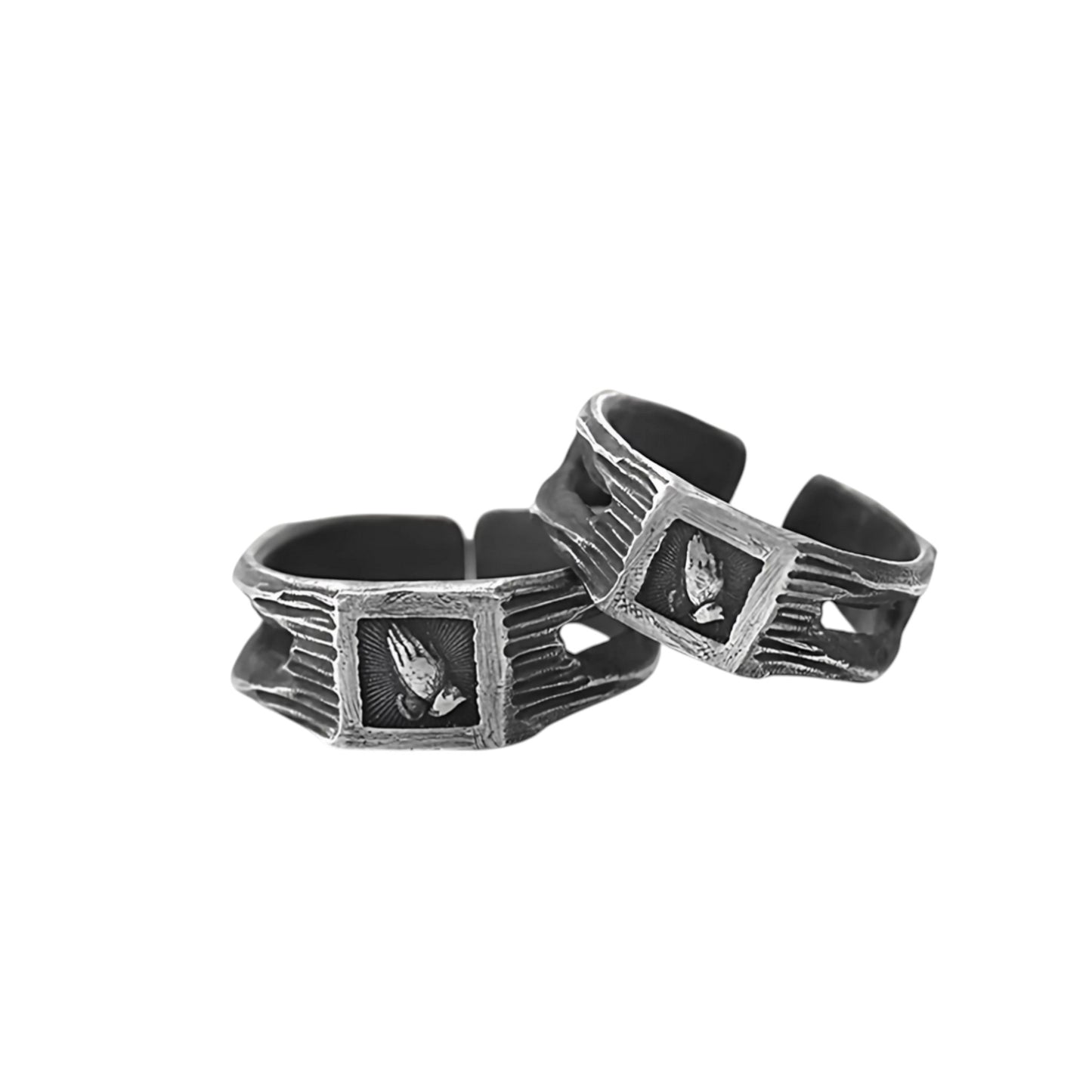 S999 Fine Silver Vintage Hands in Prayer Women Men Ring