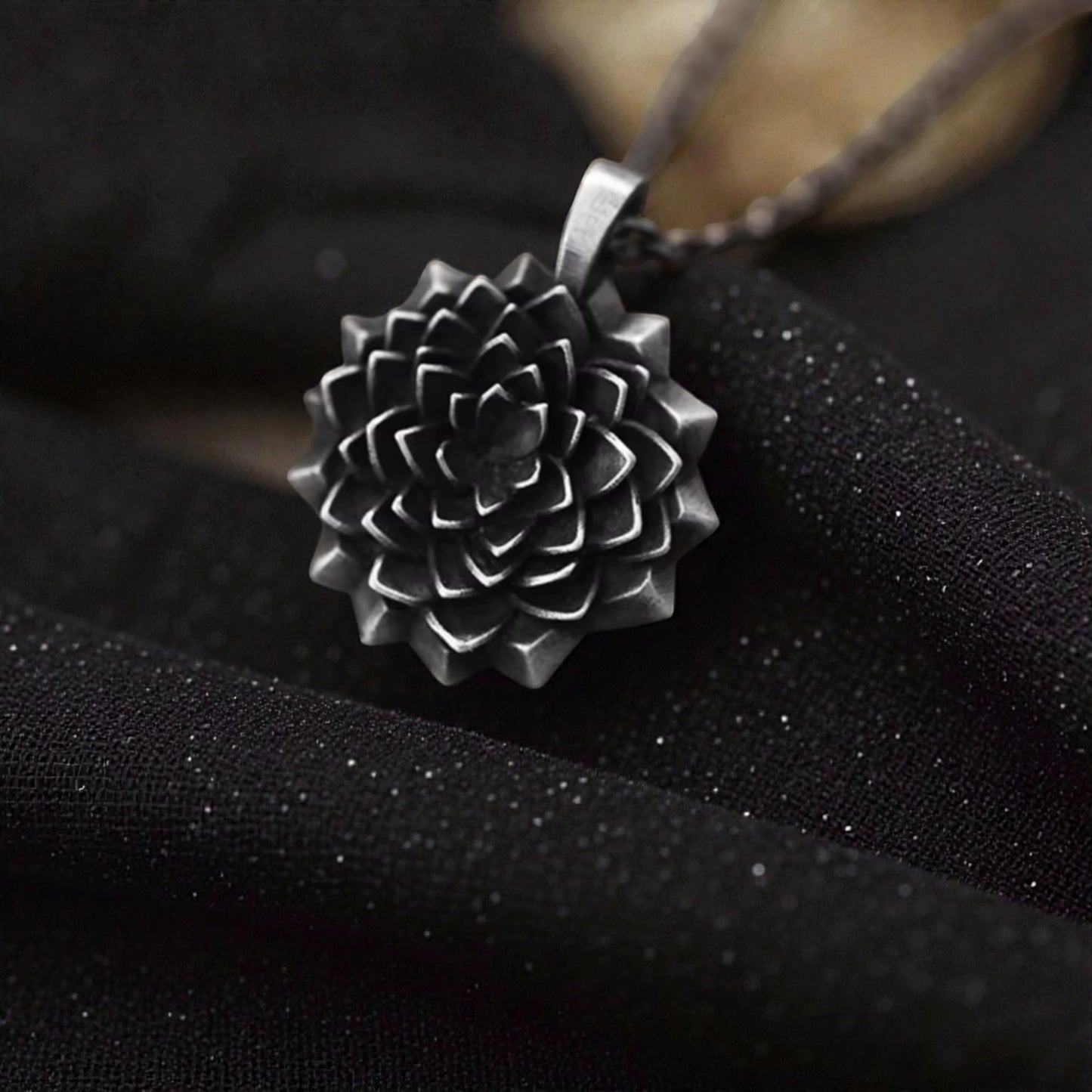 S999 Fine Silver Artistic Vintage Sunflower Flower Pendant Necklace Unisex