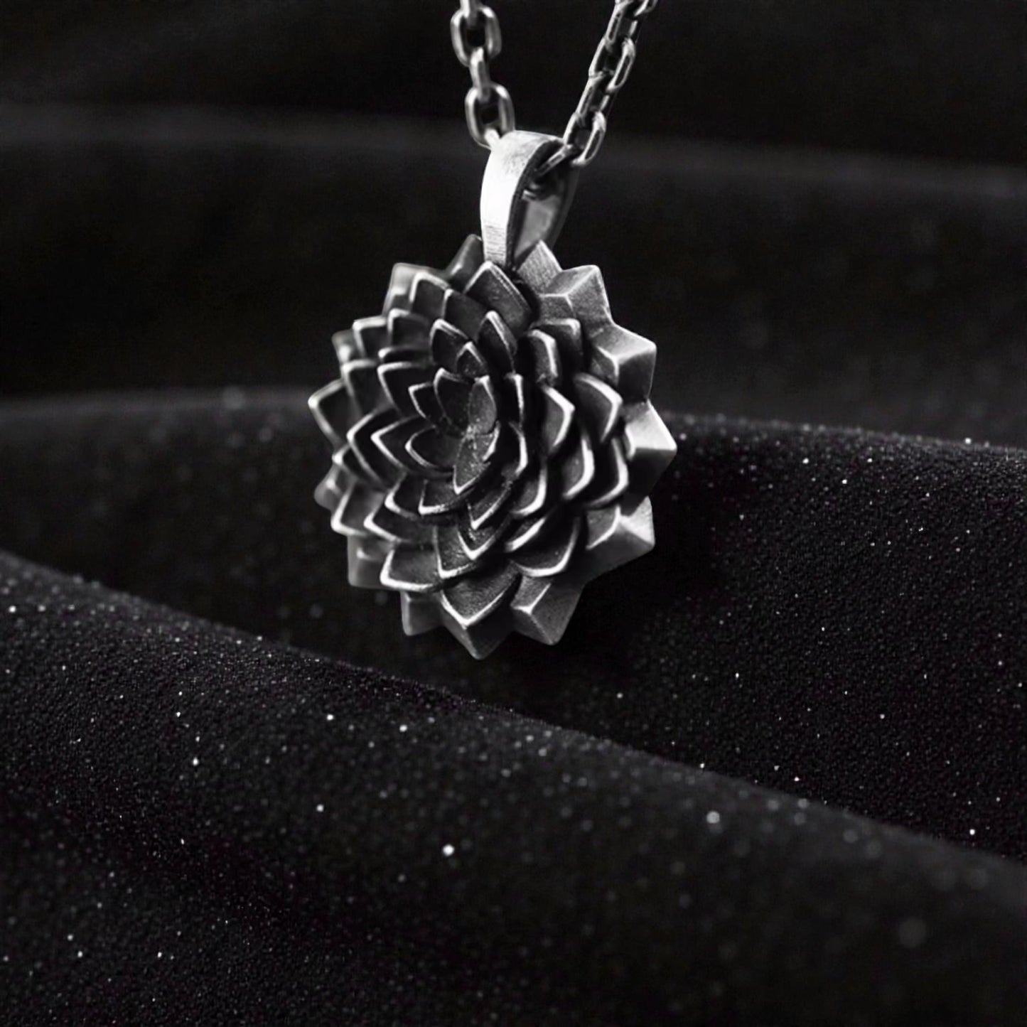S999 Fine Silver Artistic Vintage Sunflower Flower Pendant Necklace Unisex