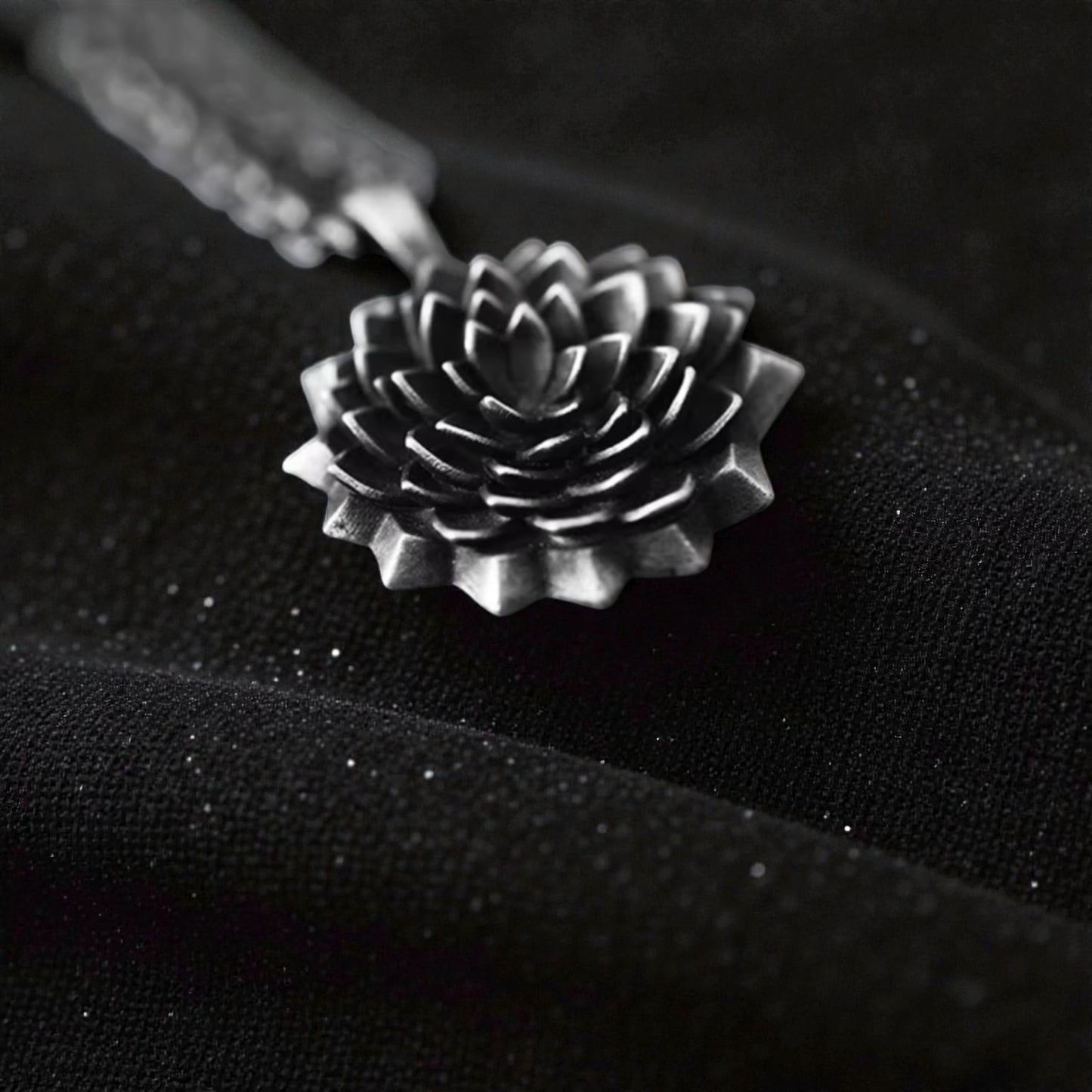 S999 Fine Silver Artistic Vintage Sunflower Flower Pendant Necklace Unisex