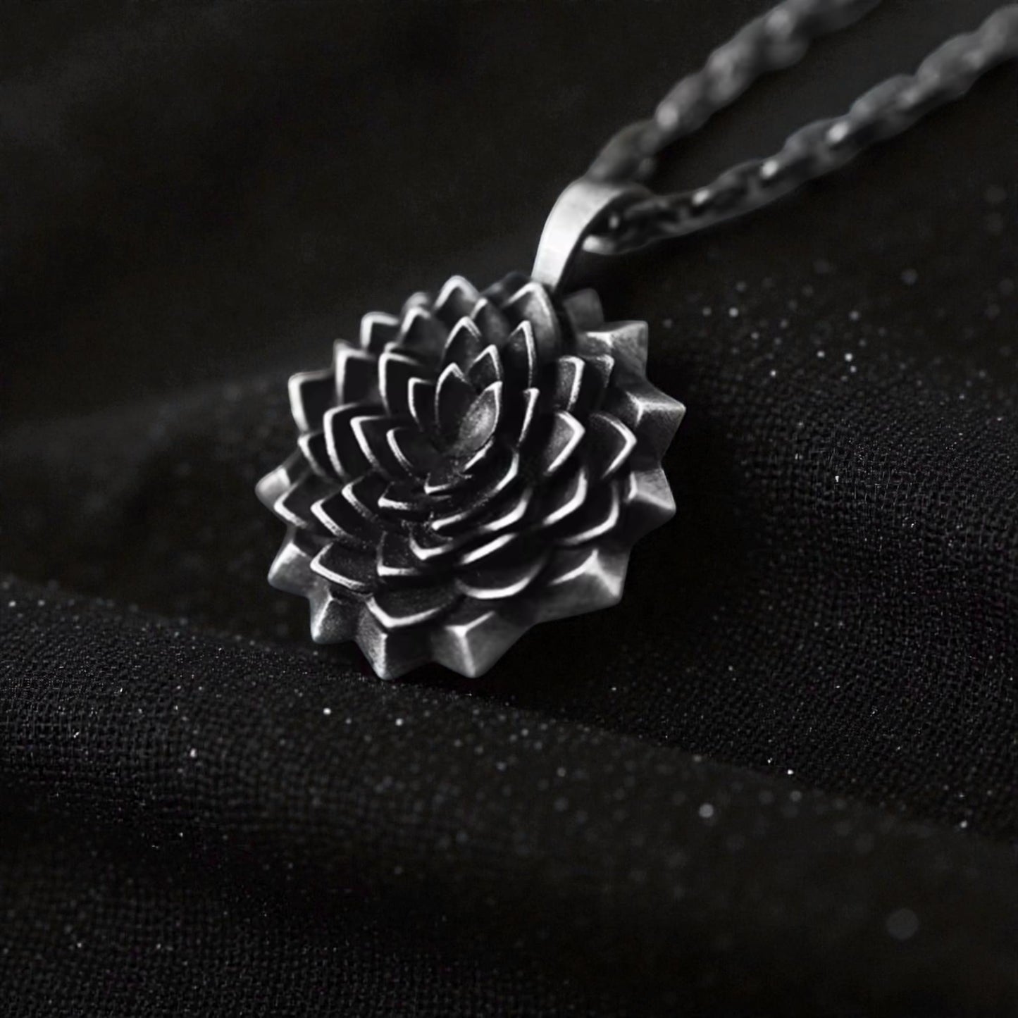 S999 Fine Silver Artistic Vintage Sunflower Flower Pendant Necklace Unisex