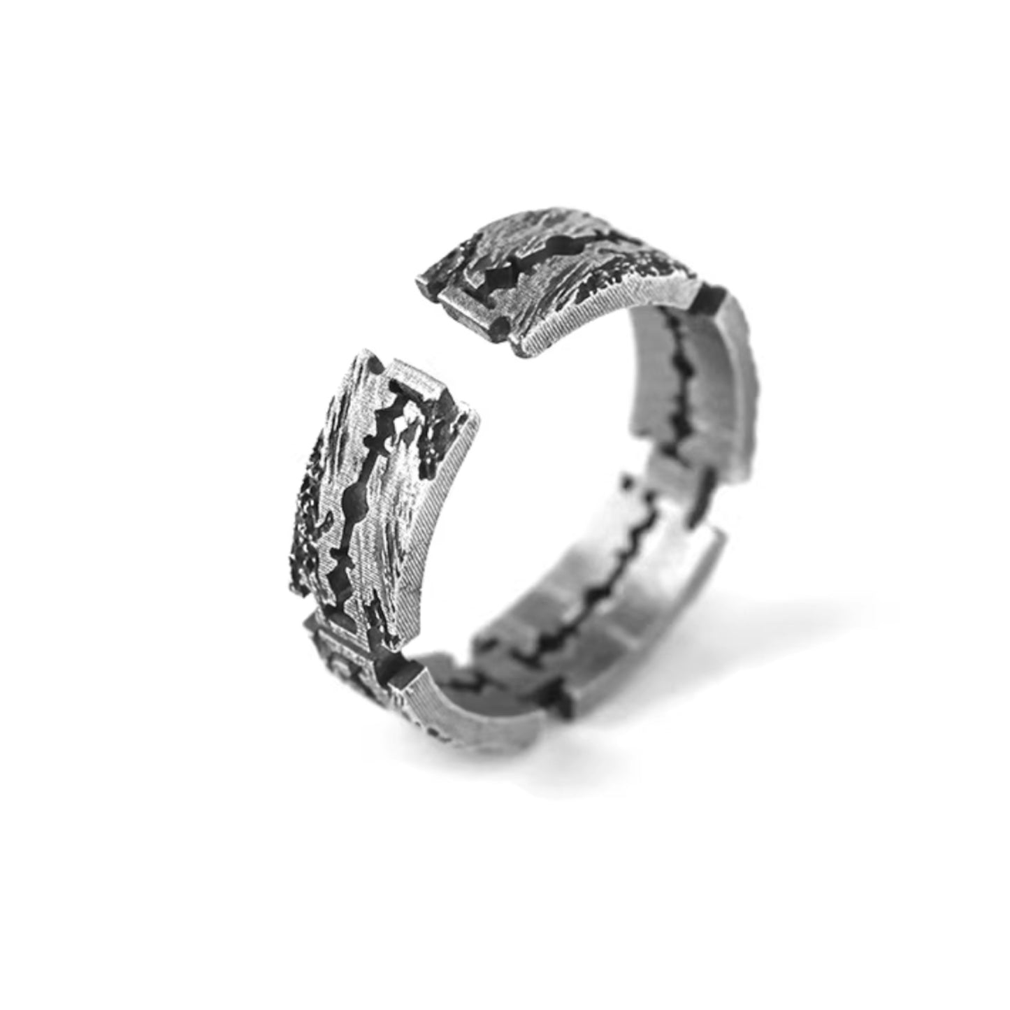 S999 Fine Silver Vintage Razor Blade Women Men Ring