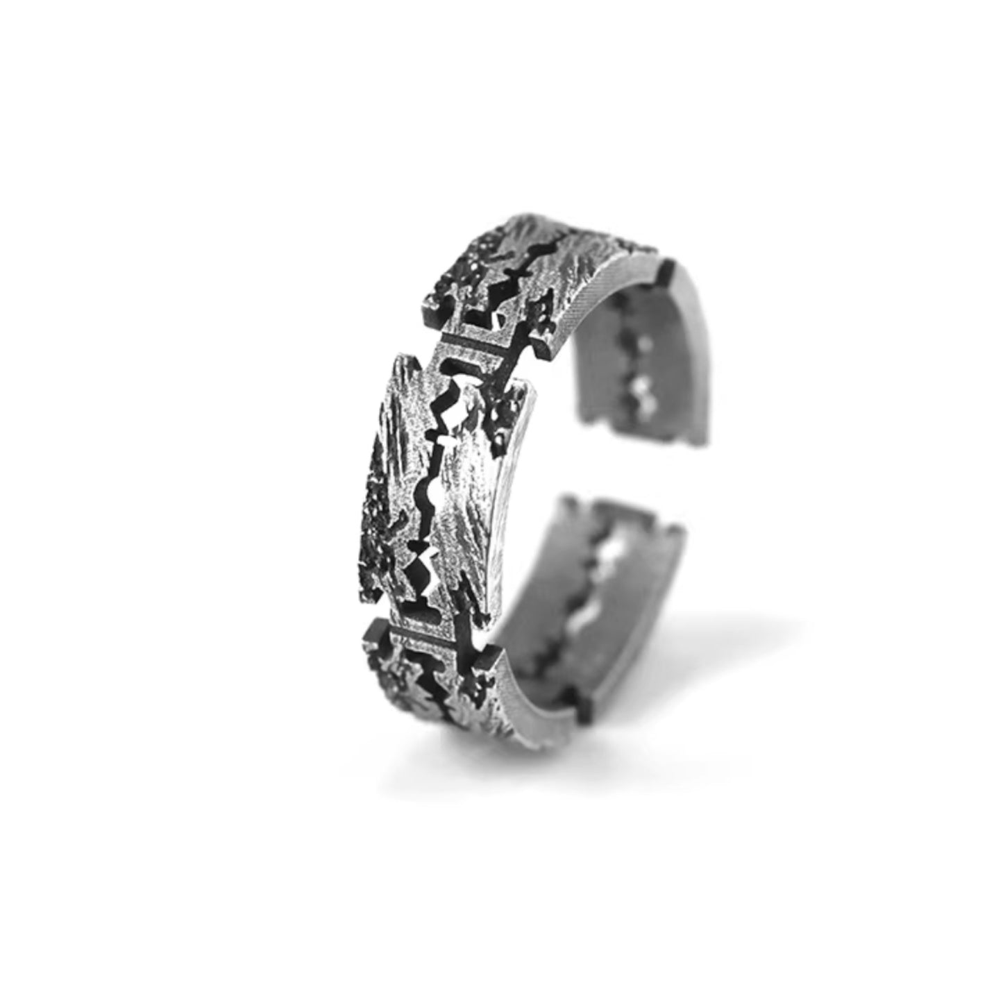 S999 Fine Silver Vintage Razor Blade Women Men Ring