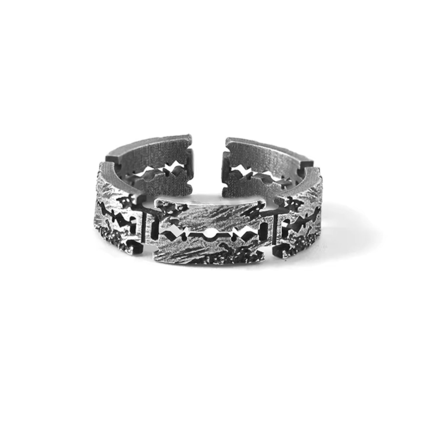 S999 Fine Silver Vintage Razor Blade Women Men Ring