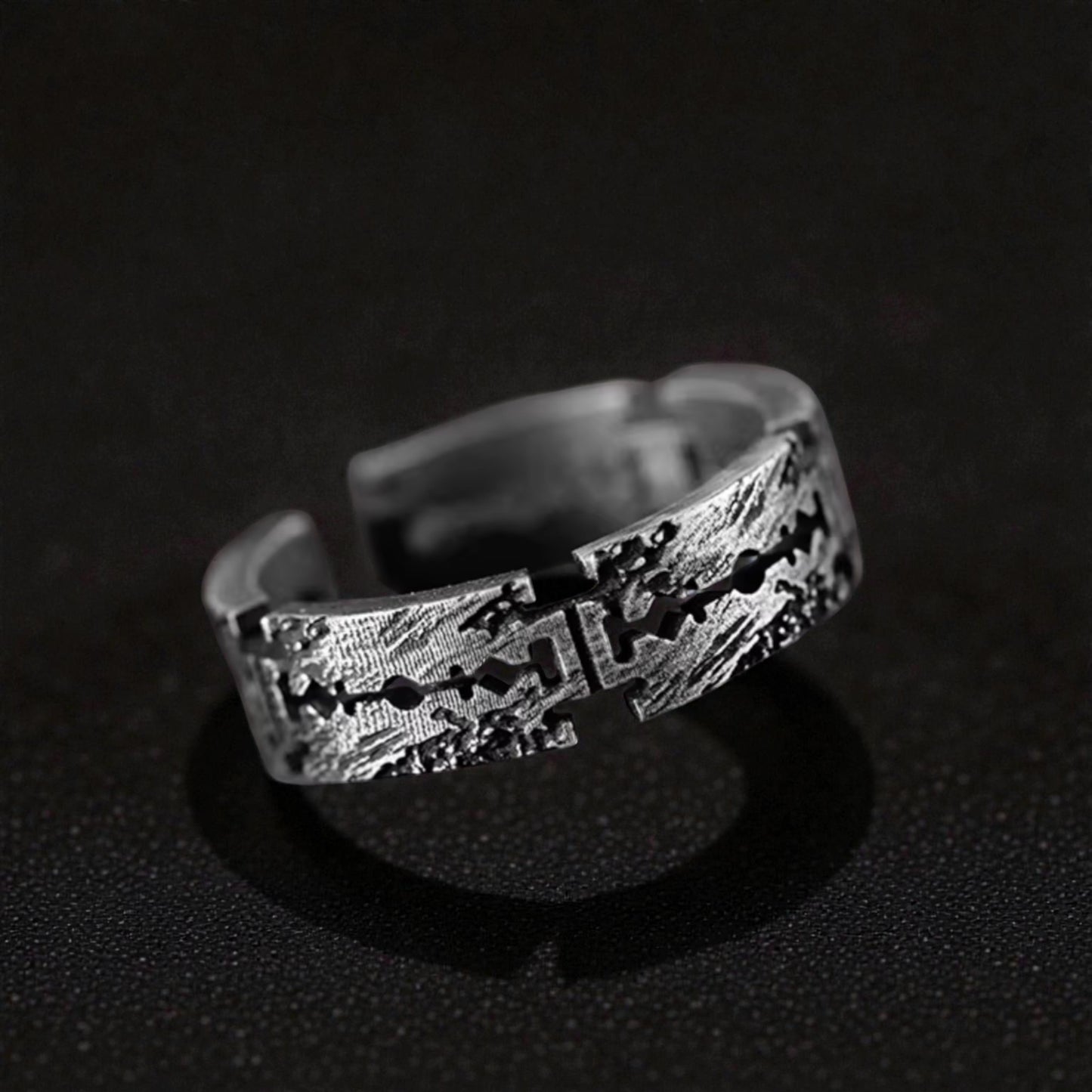 S999 Fine Silver Vintage Razor Blade Women Men Ring
