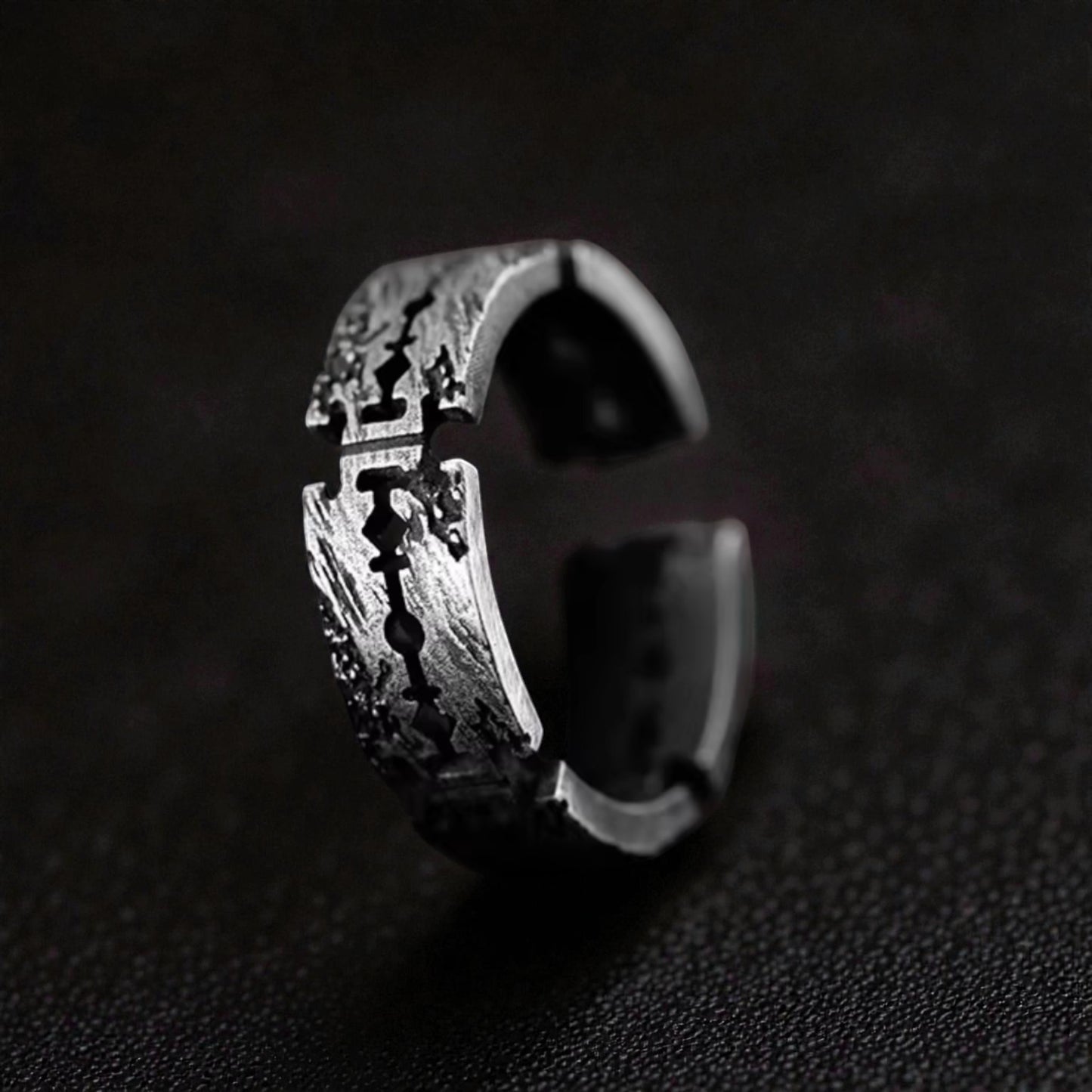 S999 Fine Silver Vintage Razor Blade Women Men Ring