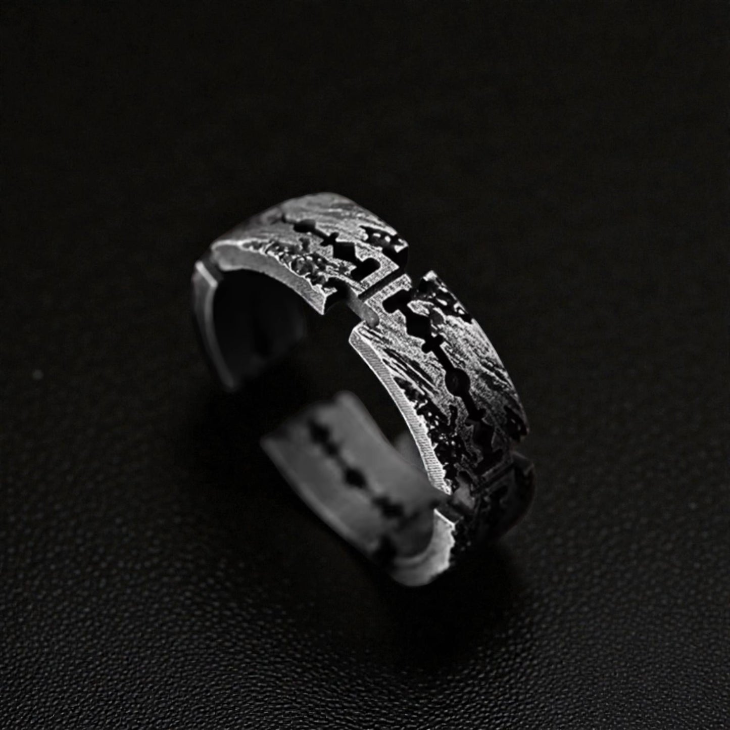 S999 Fine Silver Vintage Razor Blade Women Men Ring