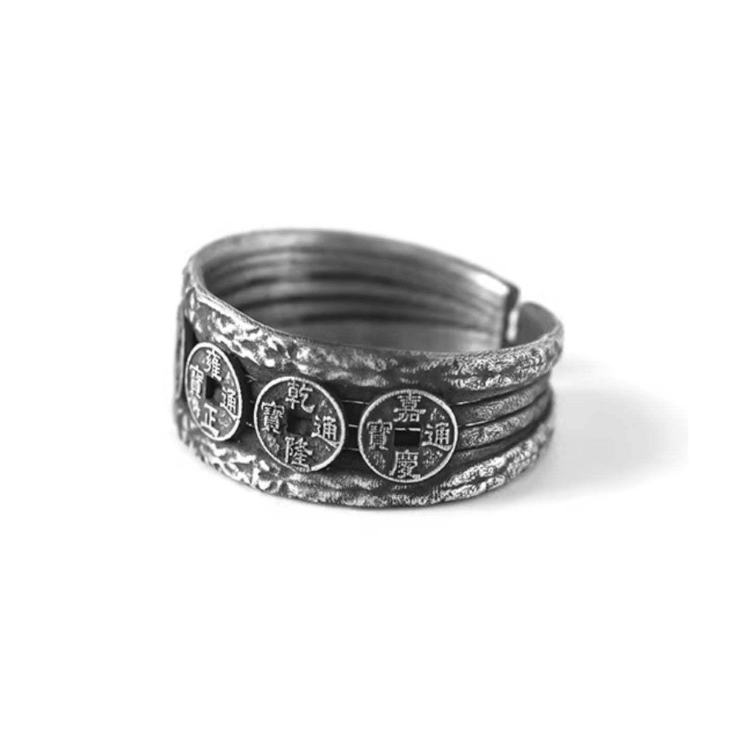 S999 Fine Silver Vintage Five Emperor Coins Ring Men Women