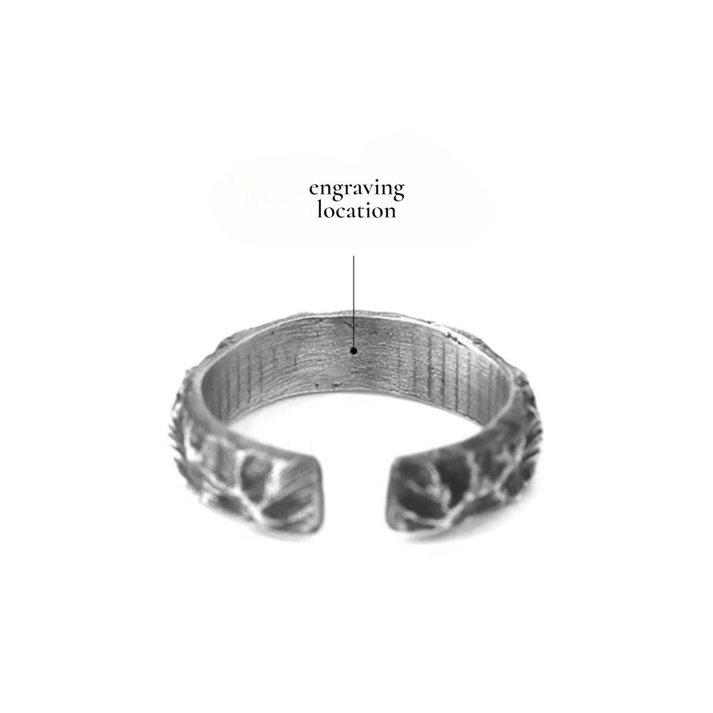 S999 Fine Silver Vintage Hand Crafted Mountain Texture Ring