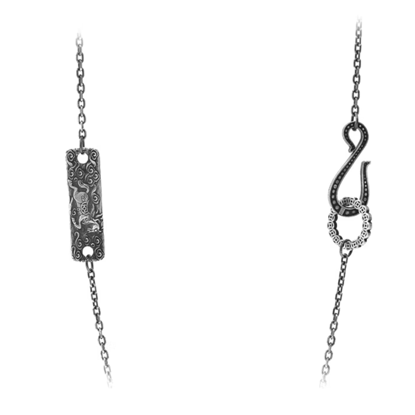 S999 Fine Silver Artistic Vintage Bring Wealth Horse Pendant Necklace