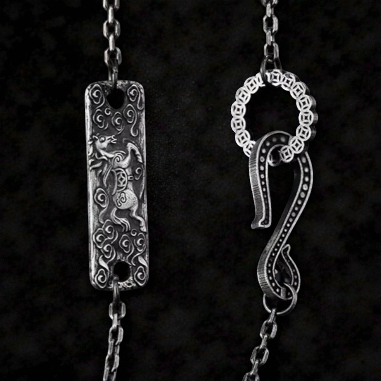 S999 Fine Silver Artistic Vintage Bring Wealth Horse Pendant Necklace