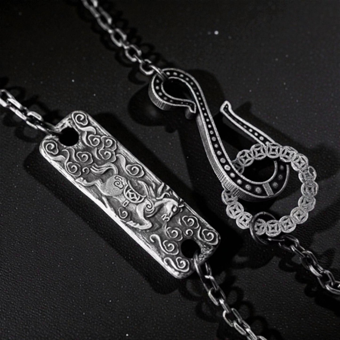 S999 Fine Silver Artistic Vintage Bring Wealth Horse Pendant Necklace
