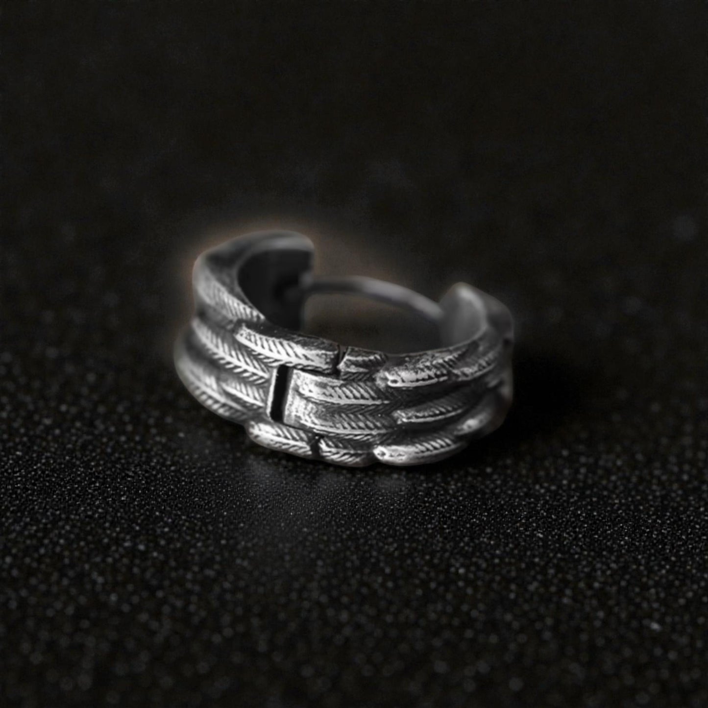 S925 Sterling Silver Vintage Feather Hoop Men Women Earrings