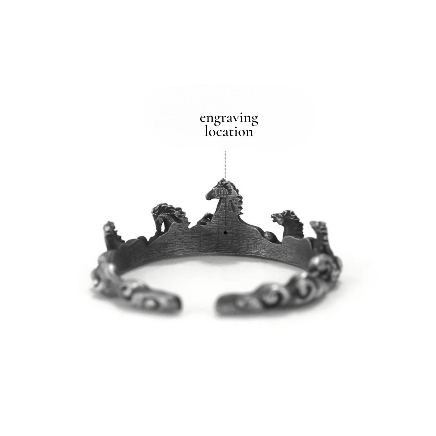 S999 Fine Silver Vintage Zodiac Year of Horse Instant Success Ring