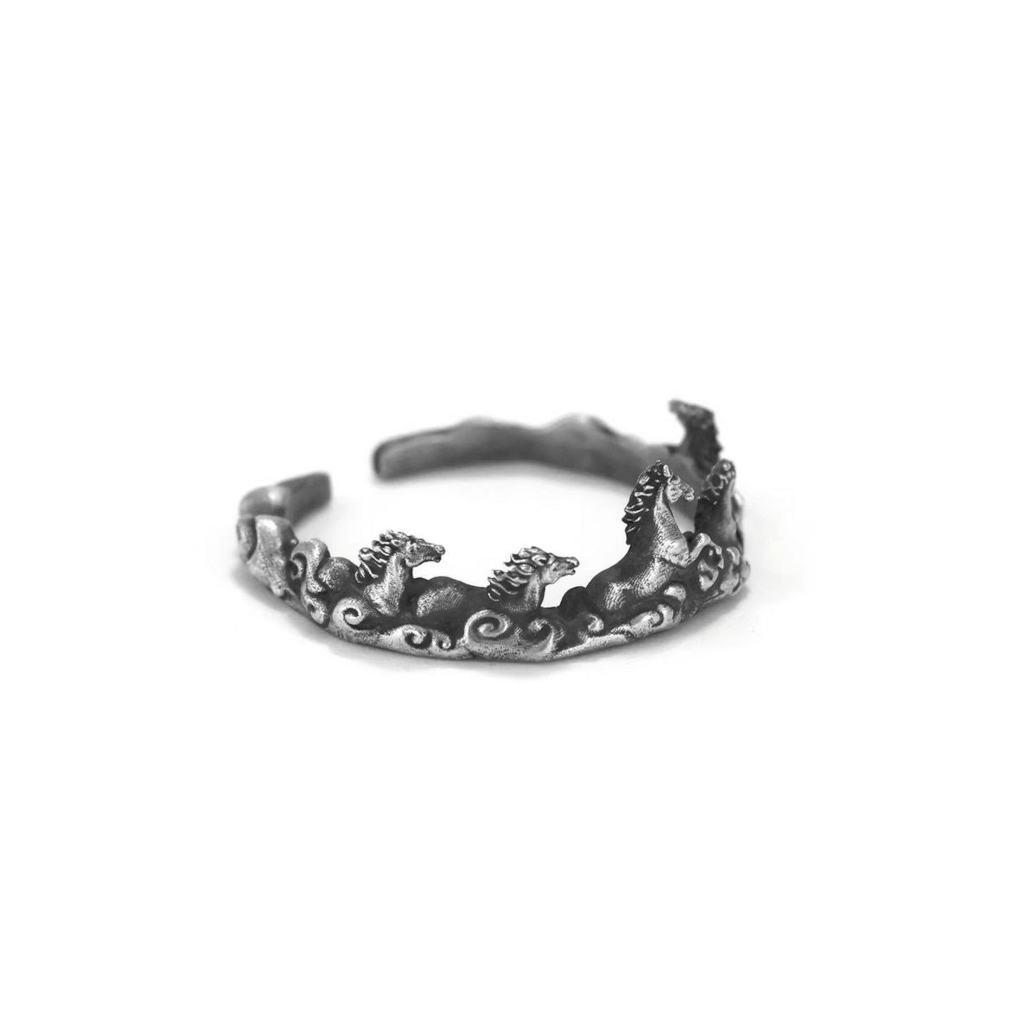 S999 Fine Silver Vintage Zodiac Year of Horse Instant Success Ring