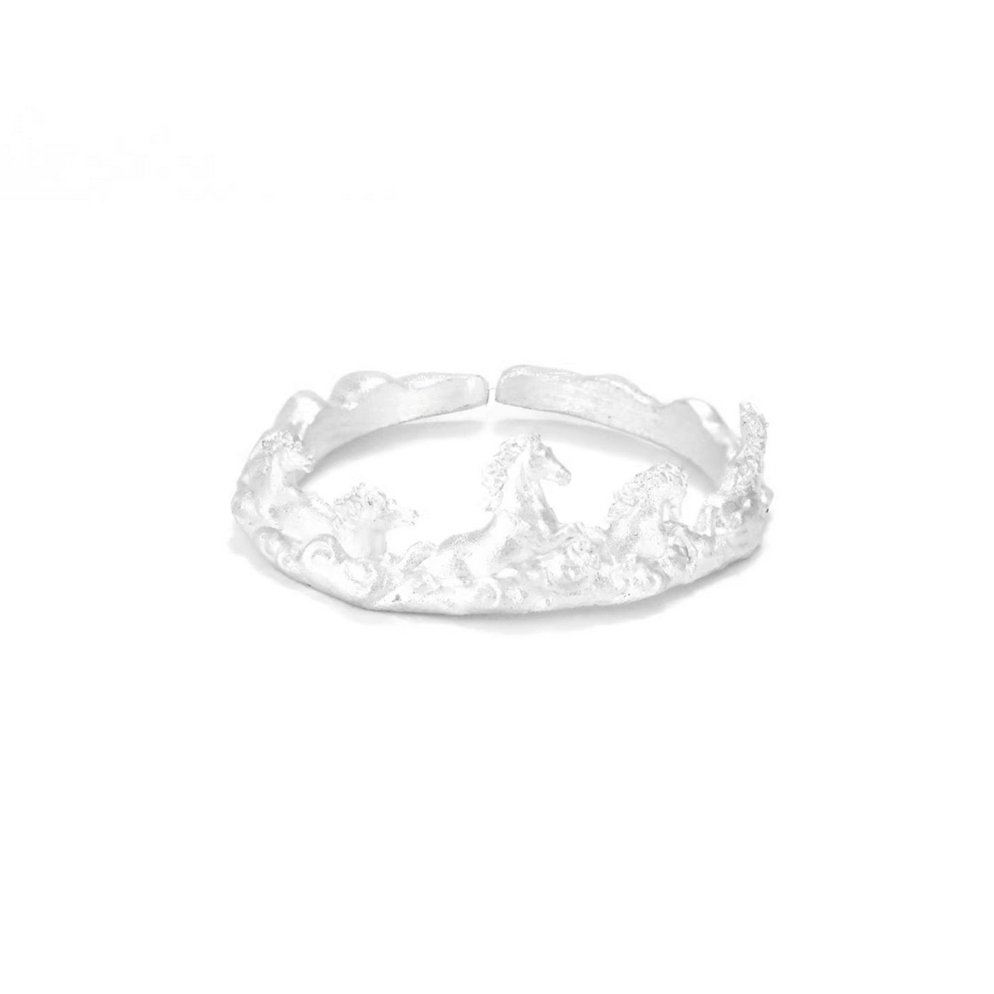 S999 Fine Silver Vintage Zodiac Year of Horse Instant Success Ring