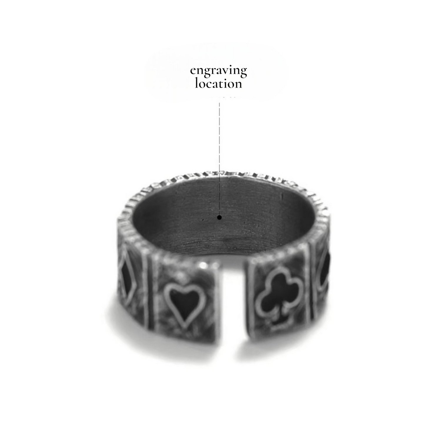 S999 Fine Silver Vintage Lucky Poker Band Ring Unisex Men Women