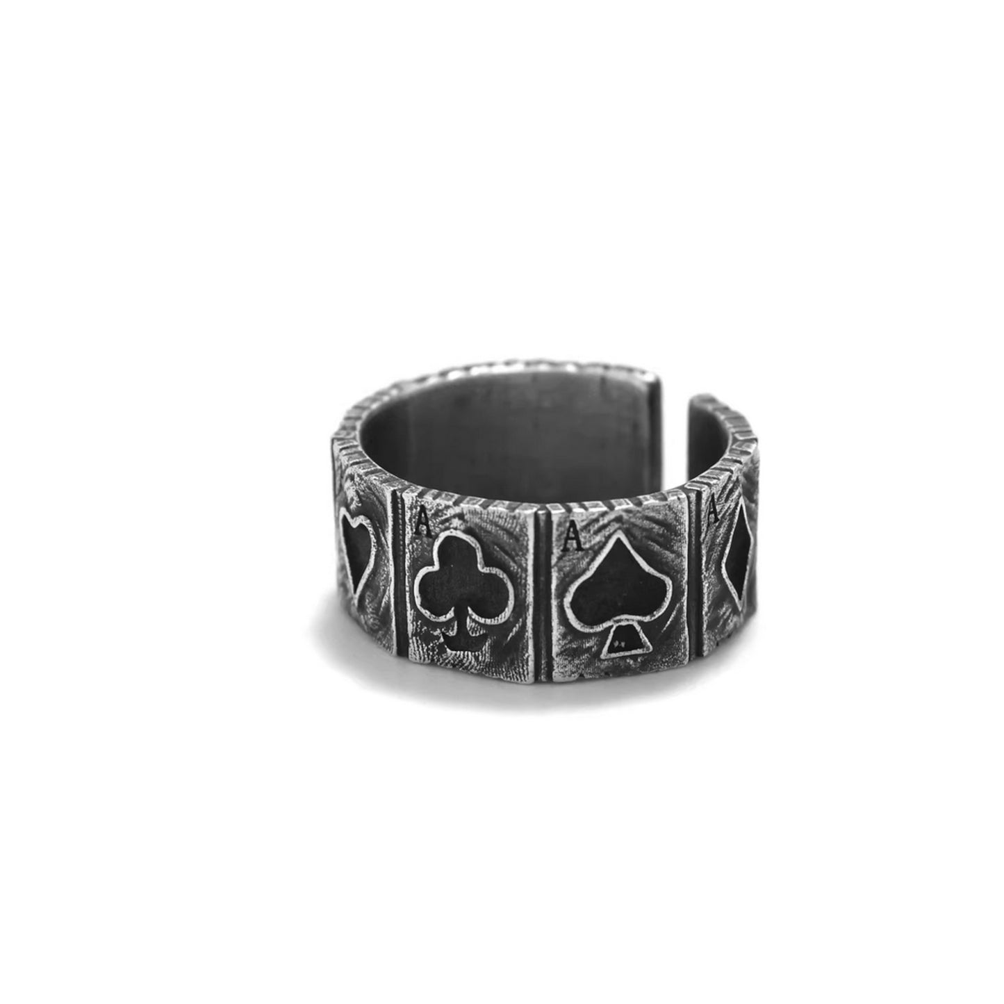 S999 Fine Silver Vintage Lucky Poker Band Ring Unisex Men Women