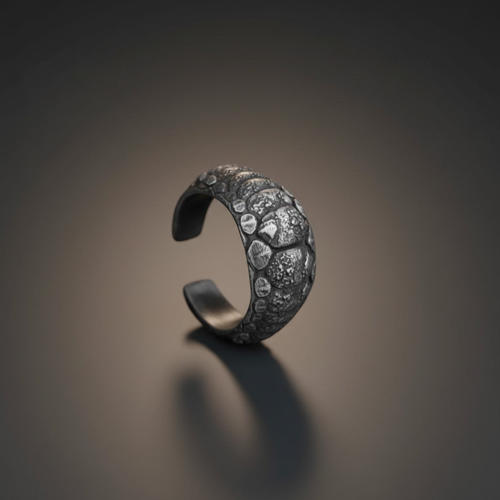 S999 Fine Silver Vintage Spirit Snake Band Men Ring