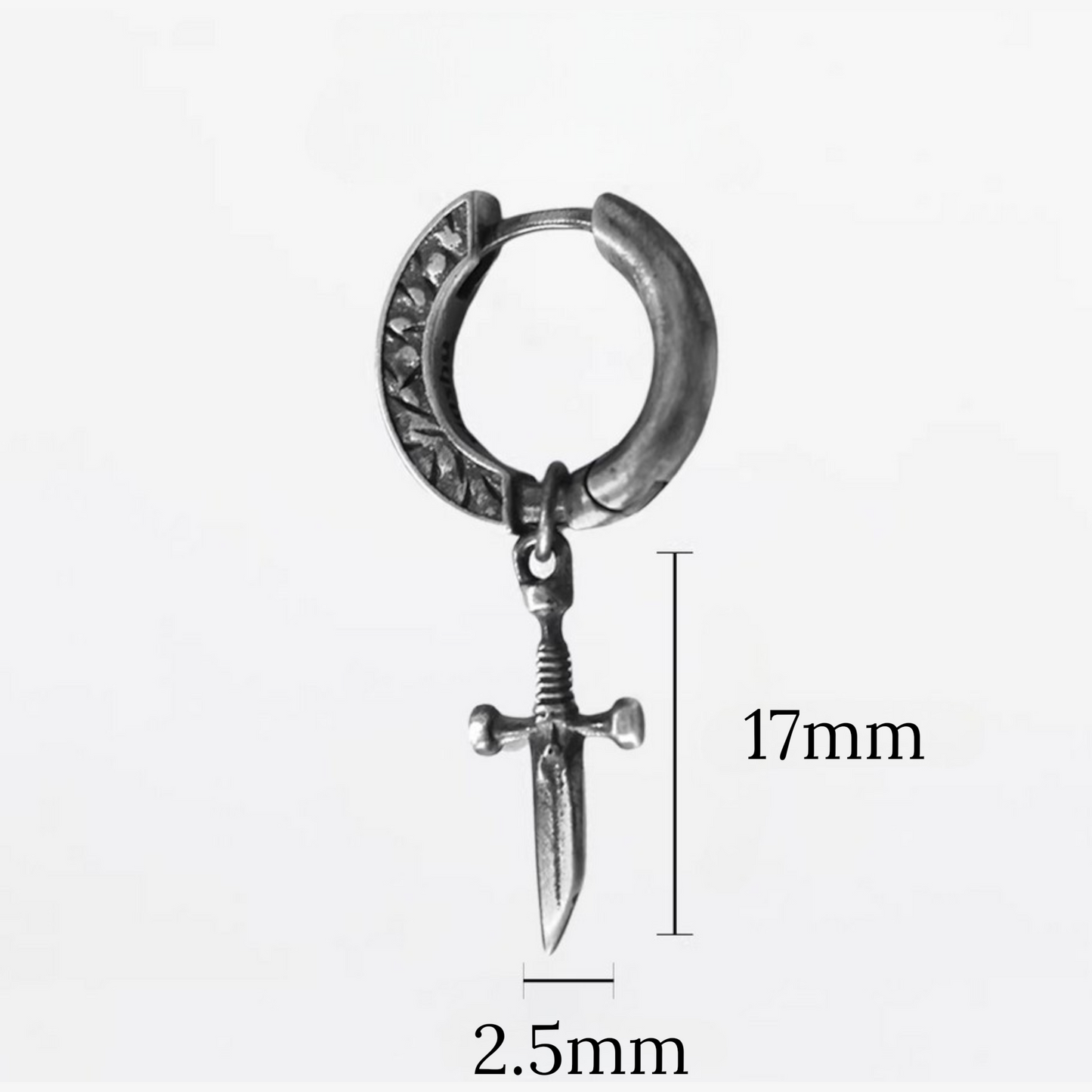 S925 Sterling Silver Vintage Broken Sword Hoop Unisex Earrings