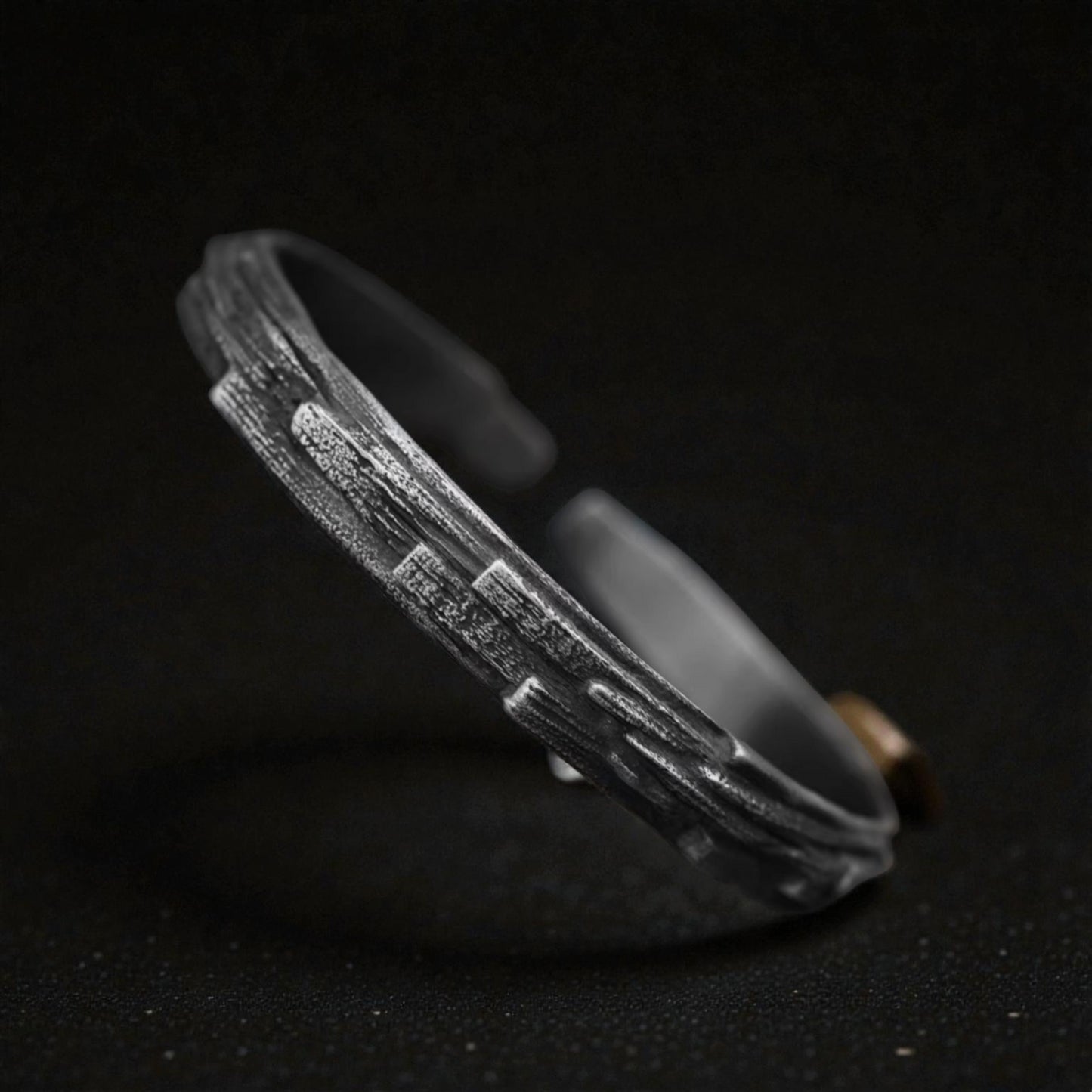S999 Fine Silver Vintage Unisex Texture Bangle Minimalist Bracelet