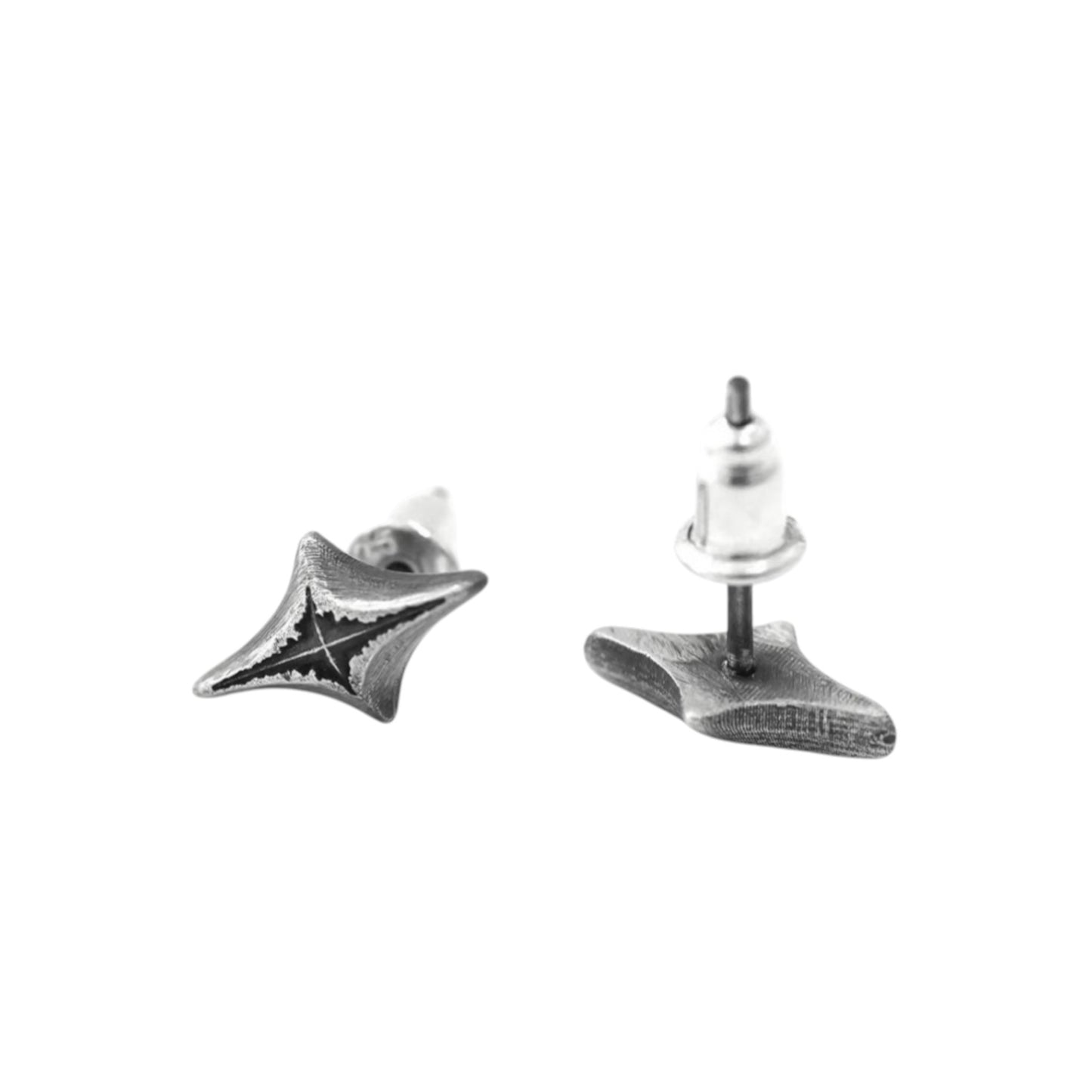S999 Fine Silver Vintage Minimal Men Women Starlight Stud Earrings
