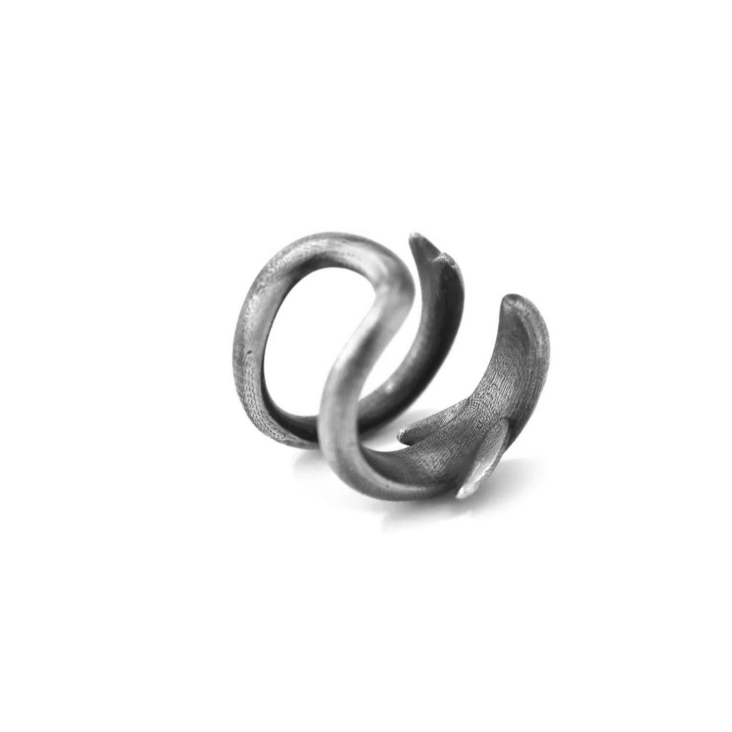 S999 Fine Silver Vintage Deep Ocean Shark Ear Cuff Unisex
