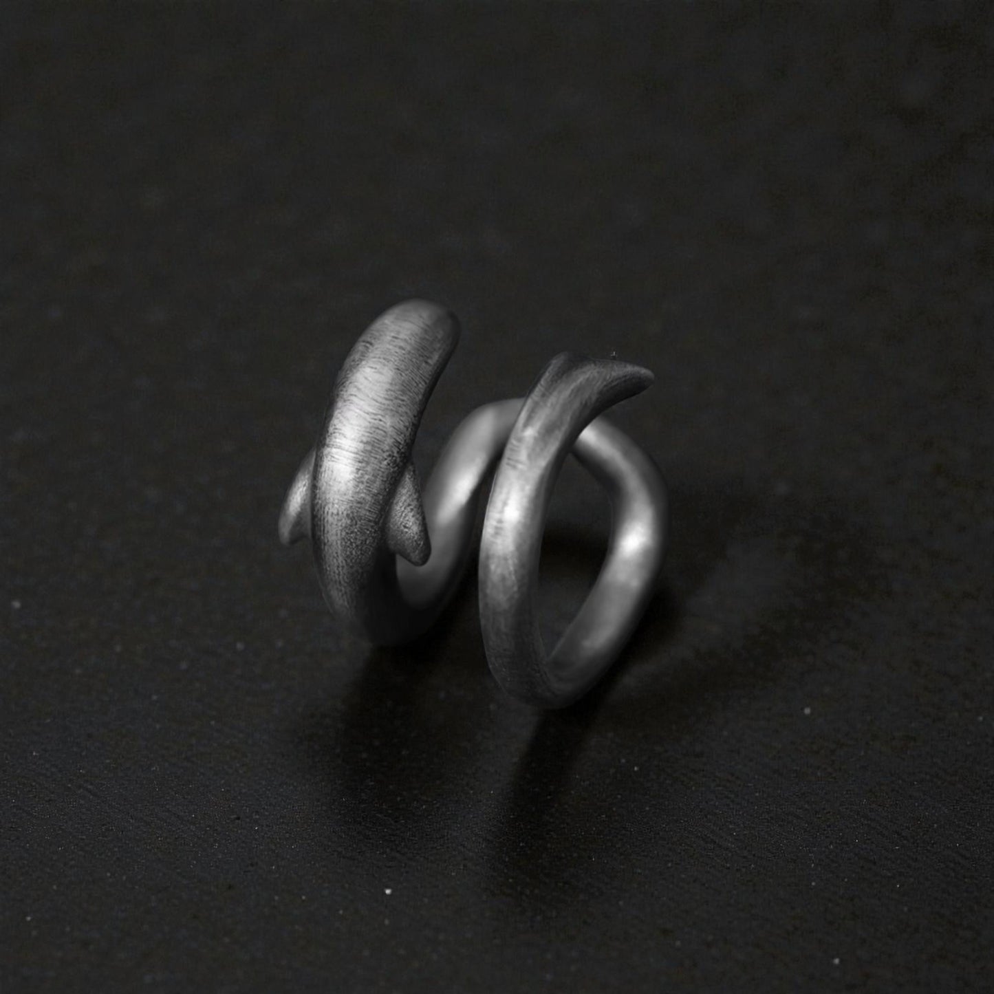 S999 Fine Silver Vintage Deep Ocean Shark Ear Cuff Unisex