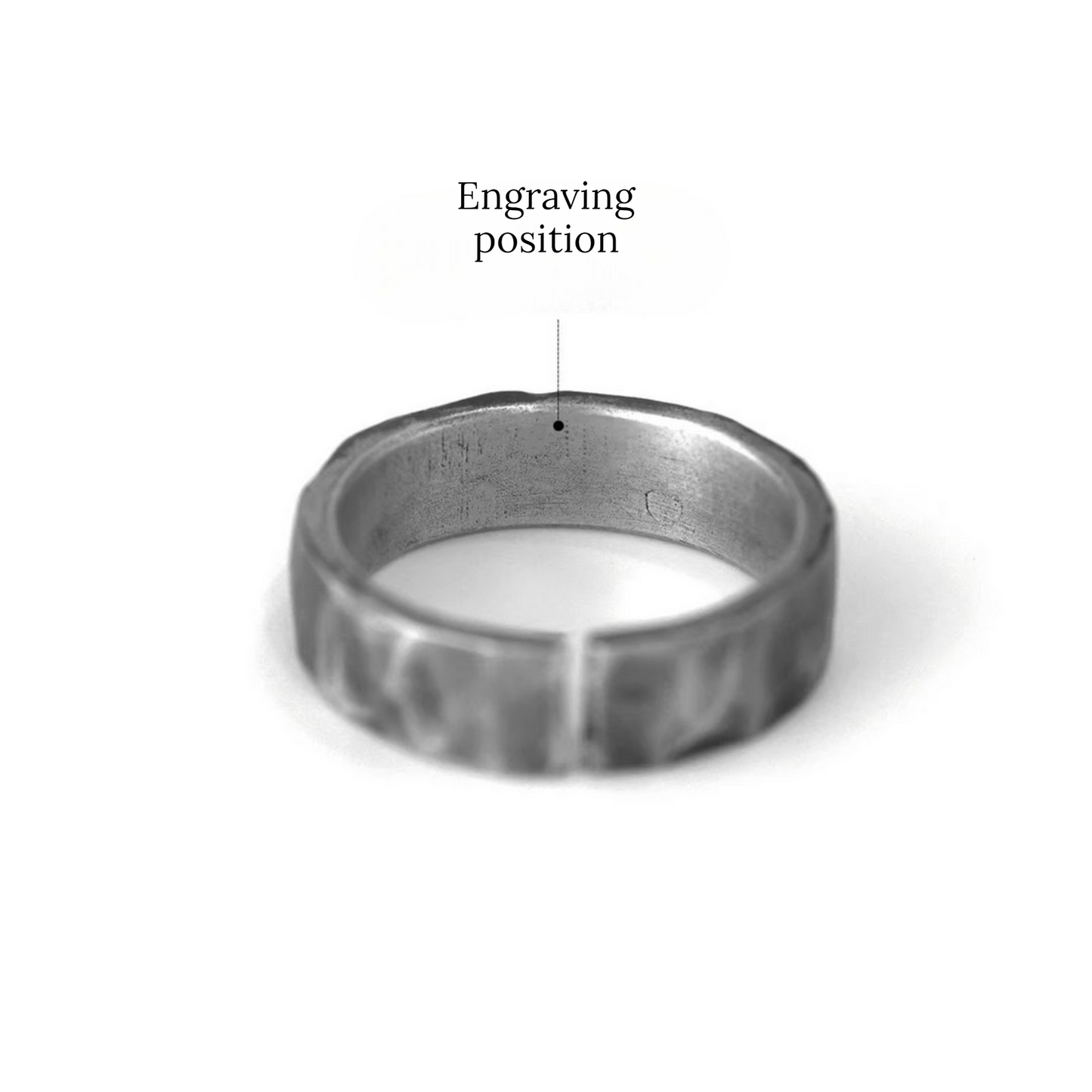 S999 Fine Silver Rustic Snow Mountain Landscape Minimalist Unisex Ring