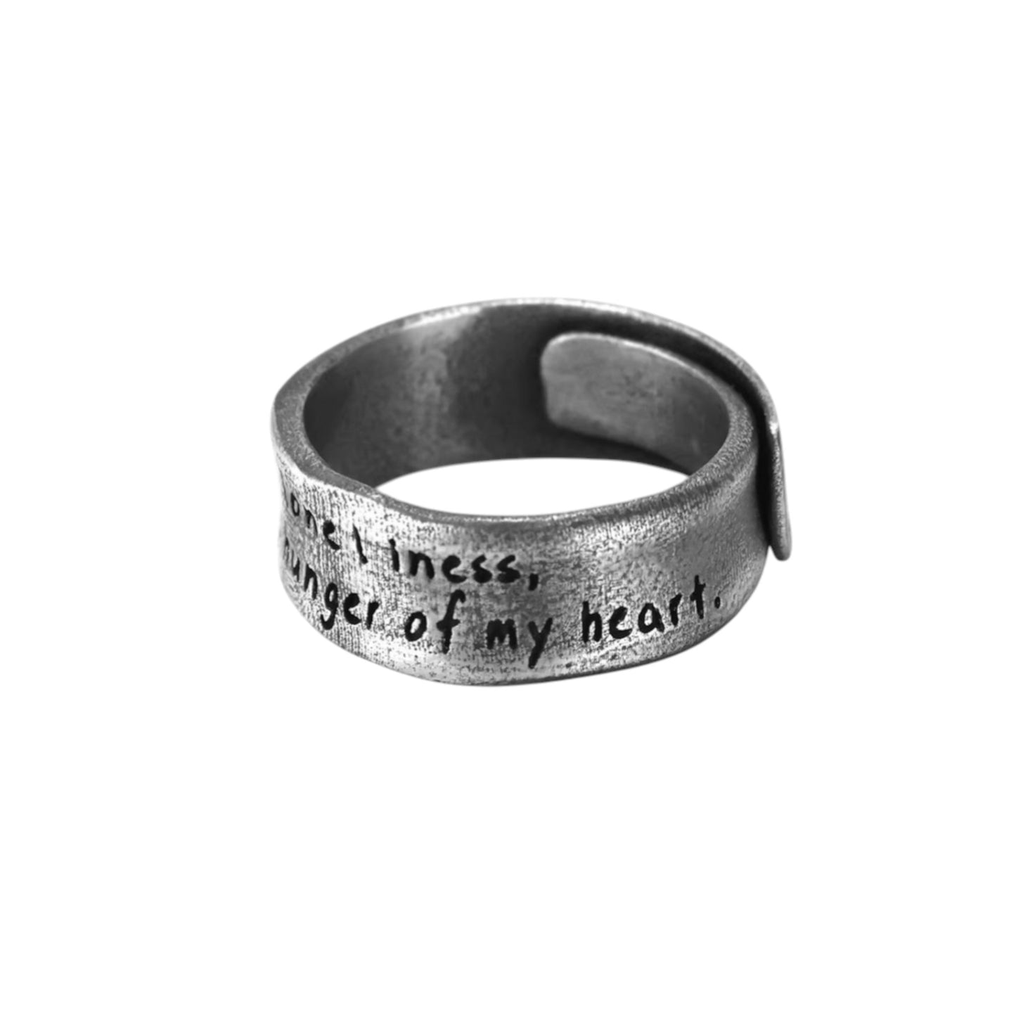 S999 Fine Silver Poetry Unisex Ring