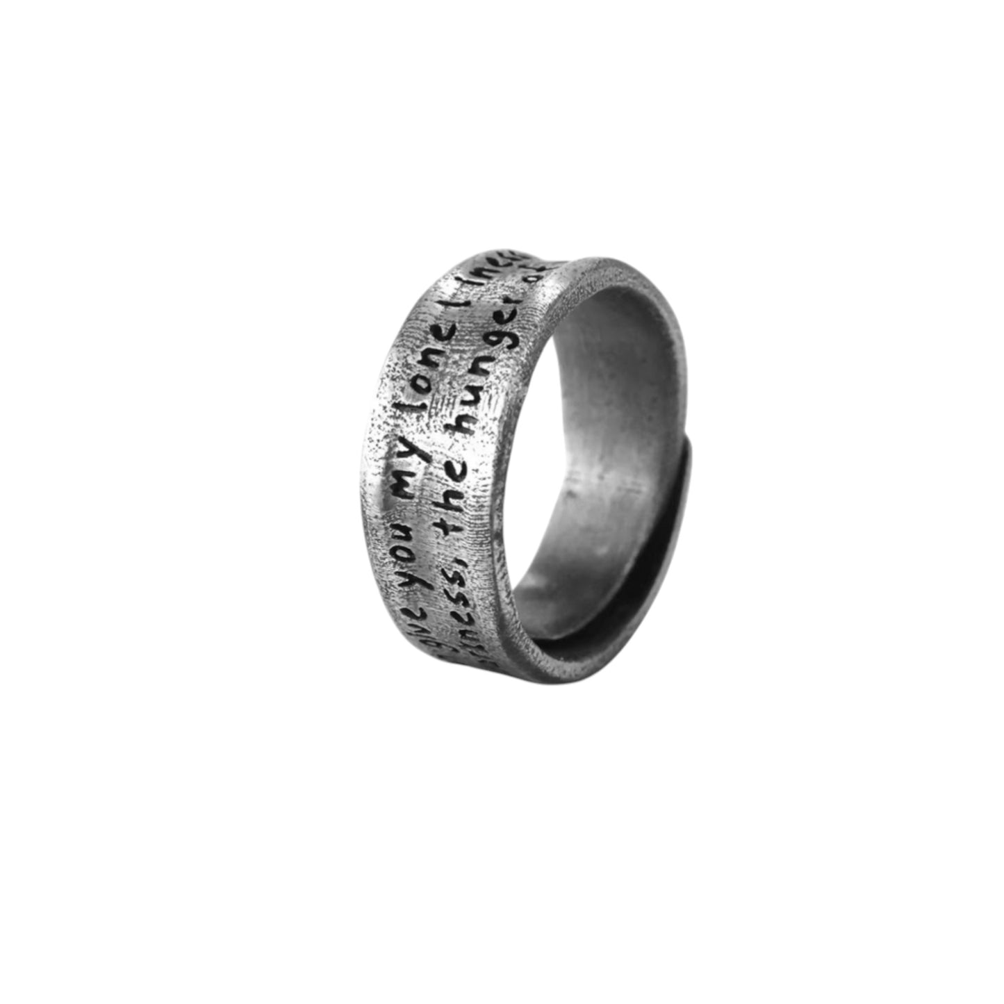 S999 Fine Silver Poetry Unisex Ring