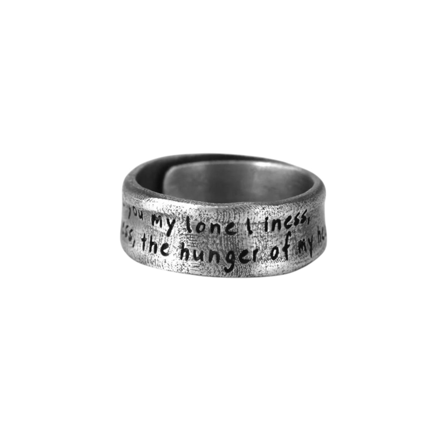 S999 Fine Silver Poetry Unisex Ring
