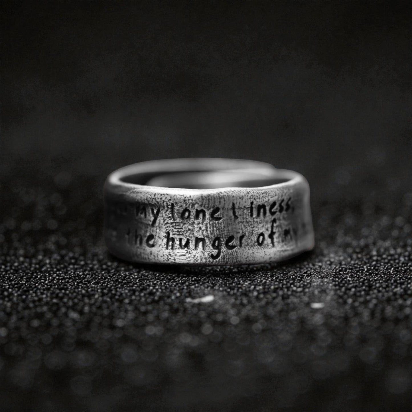 S999 Fine Silver Poetry Unisex Ring