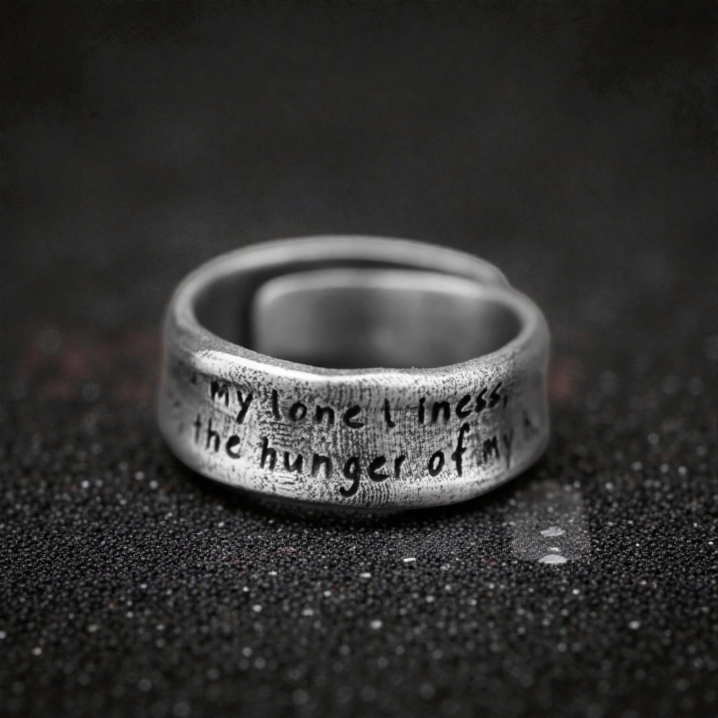 S999 Fine Silver Poetry Unisex Ring