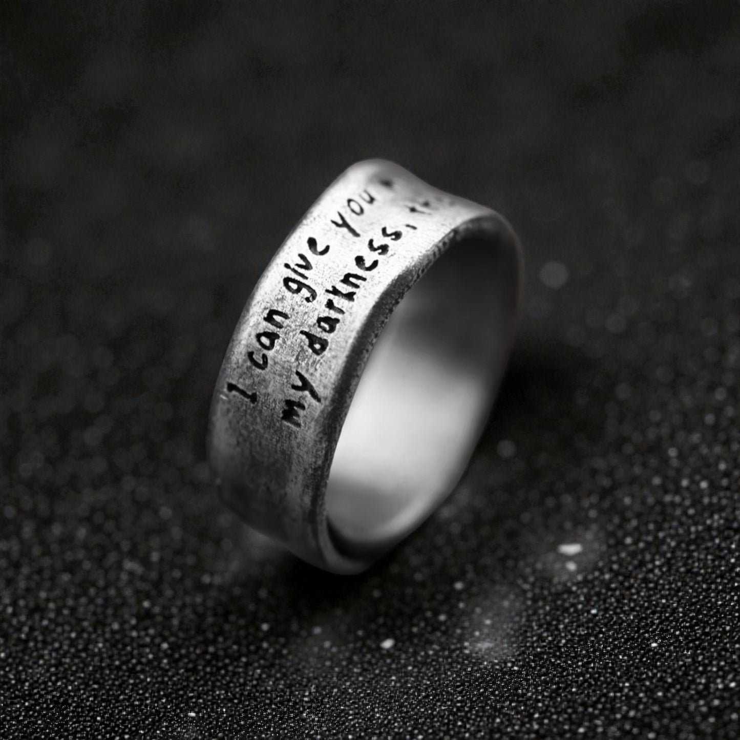 S999 Fine Silver Poetry Unisex Ring