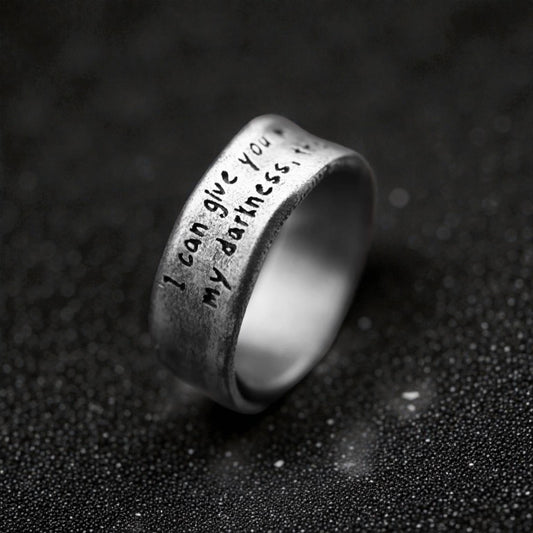 S999 Fine Silver Poetry Unisex Ring
