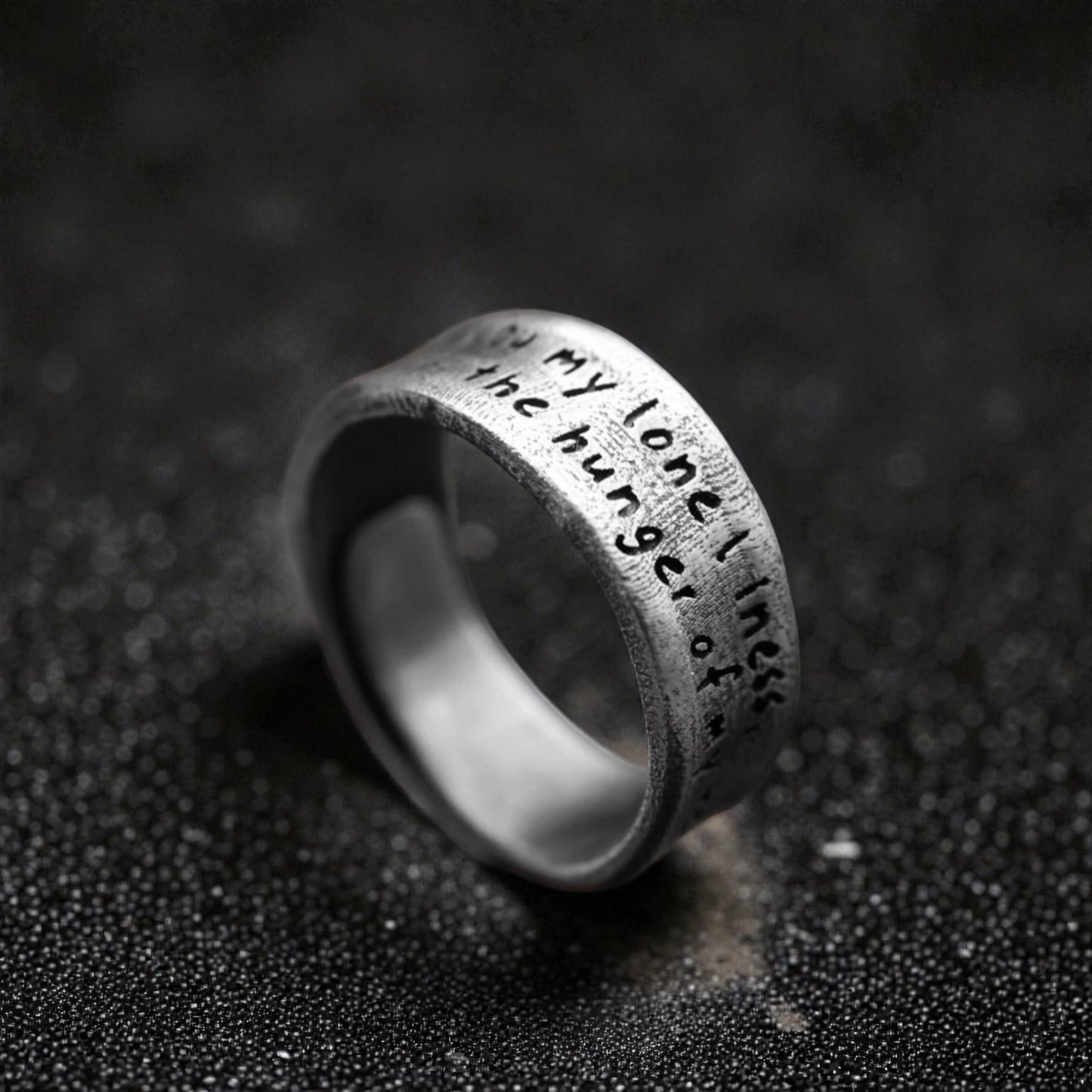 S999 Fine Silver Poetry Unisex Ring