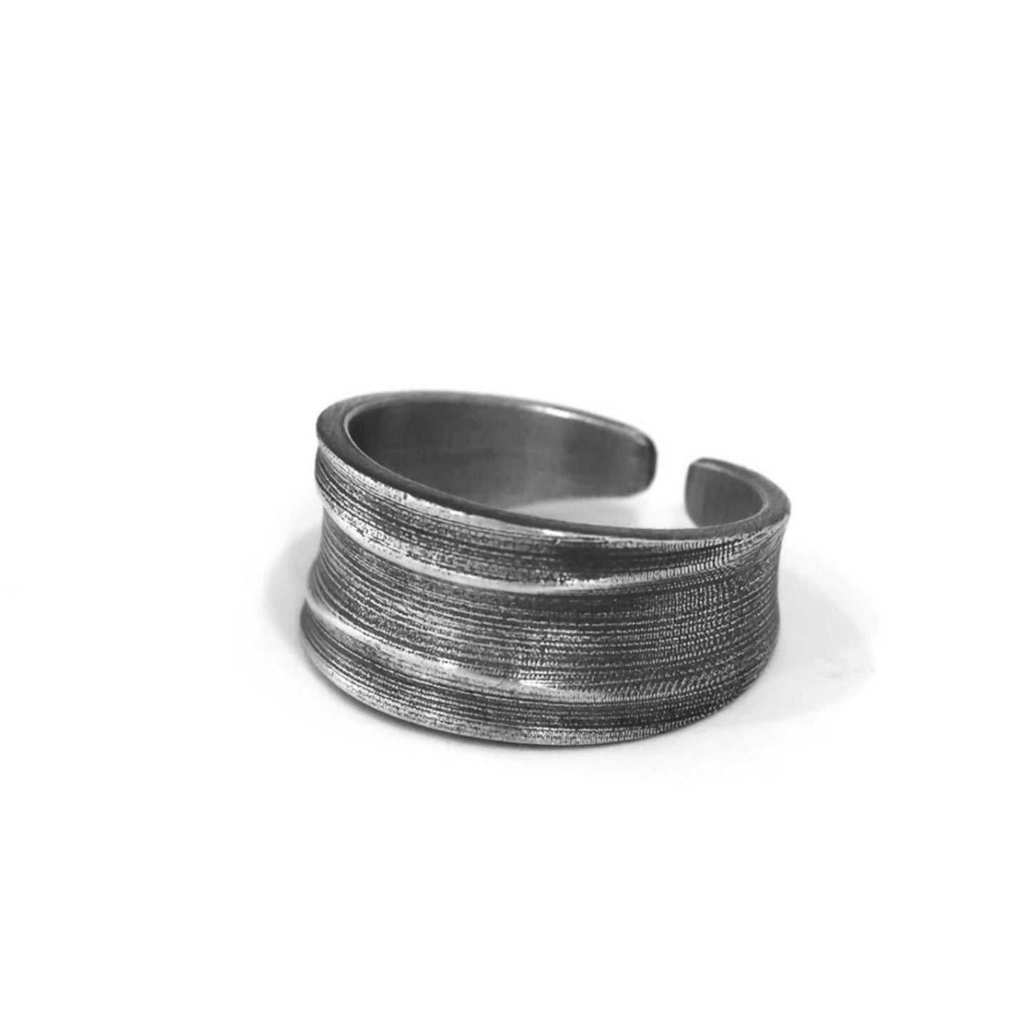 S999 Fine Silver Vintage Pattern Minimal Men Band Ring