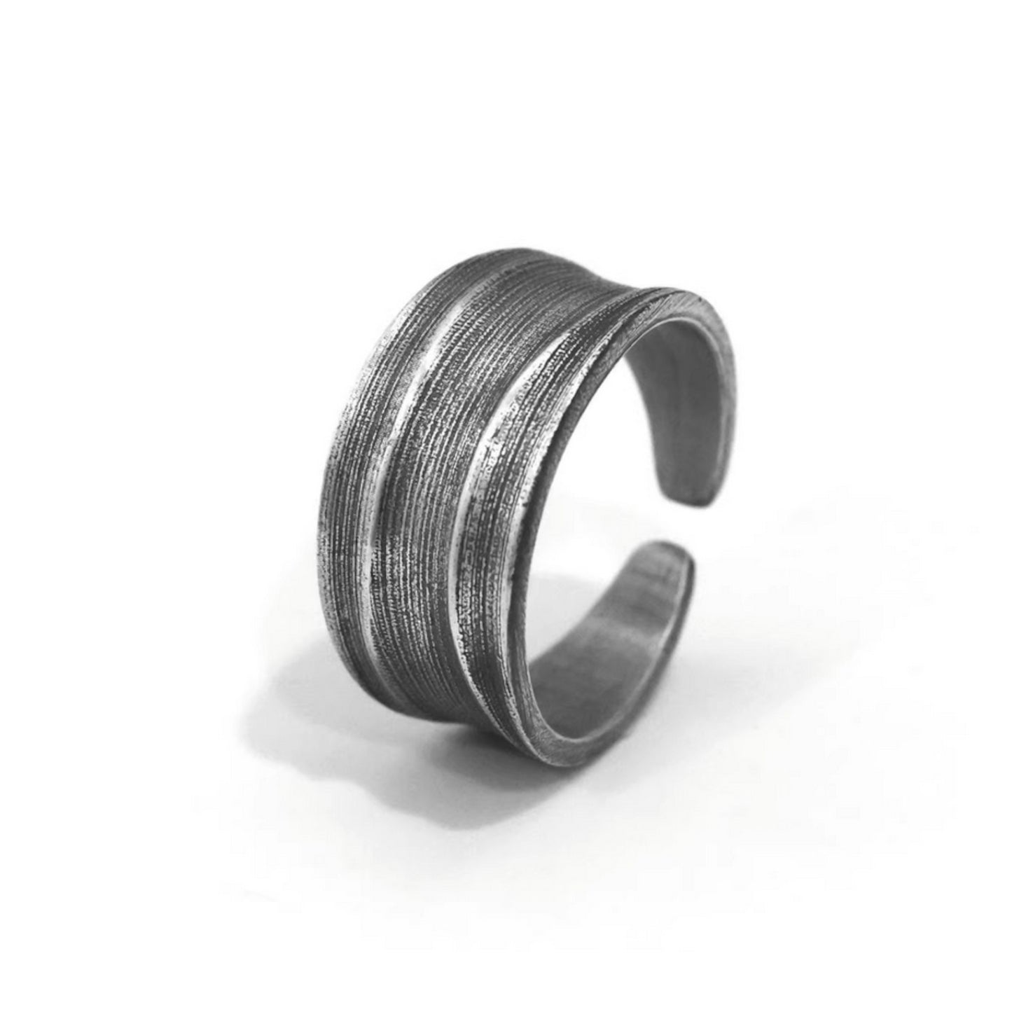 S999 Fine Silver Vintage Pattern Minimal Men Band Ring
