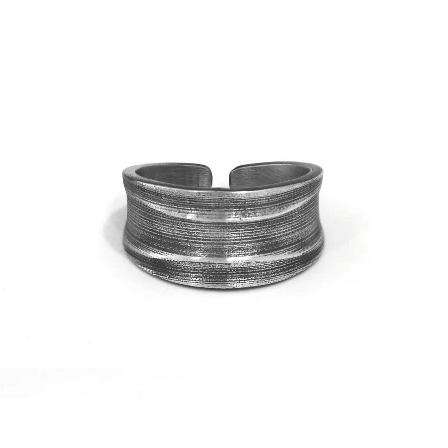 S999 Fine Silver Vintage Pattern Minimal Men Band Ring