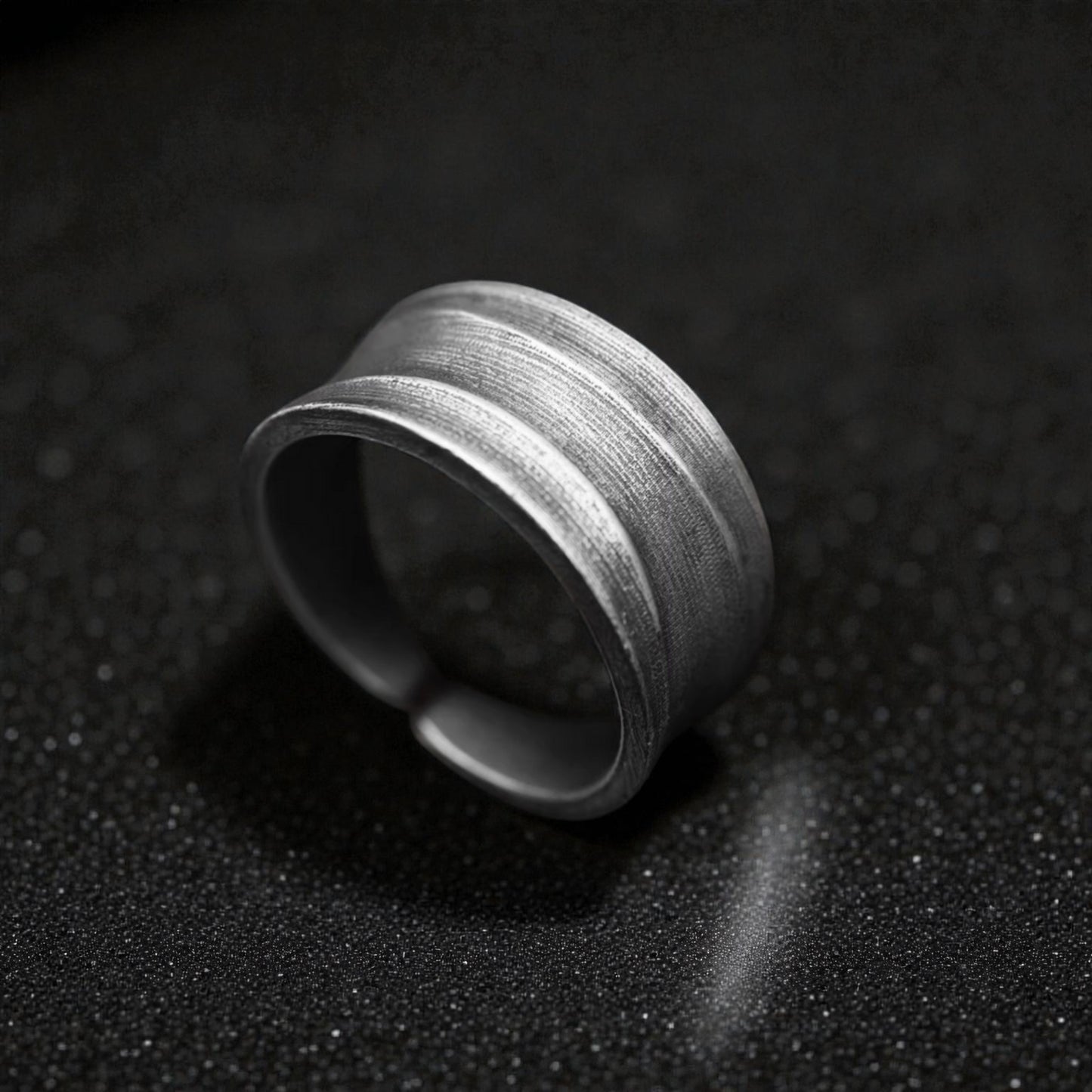 S999 Fine Silver Vintage Pattern Minimal Men Band Ring