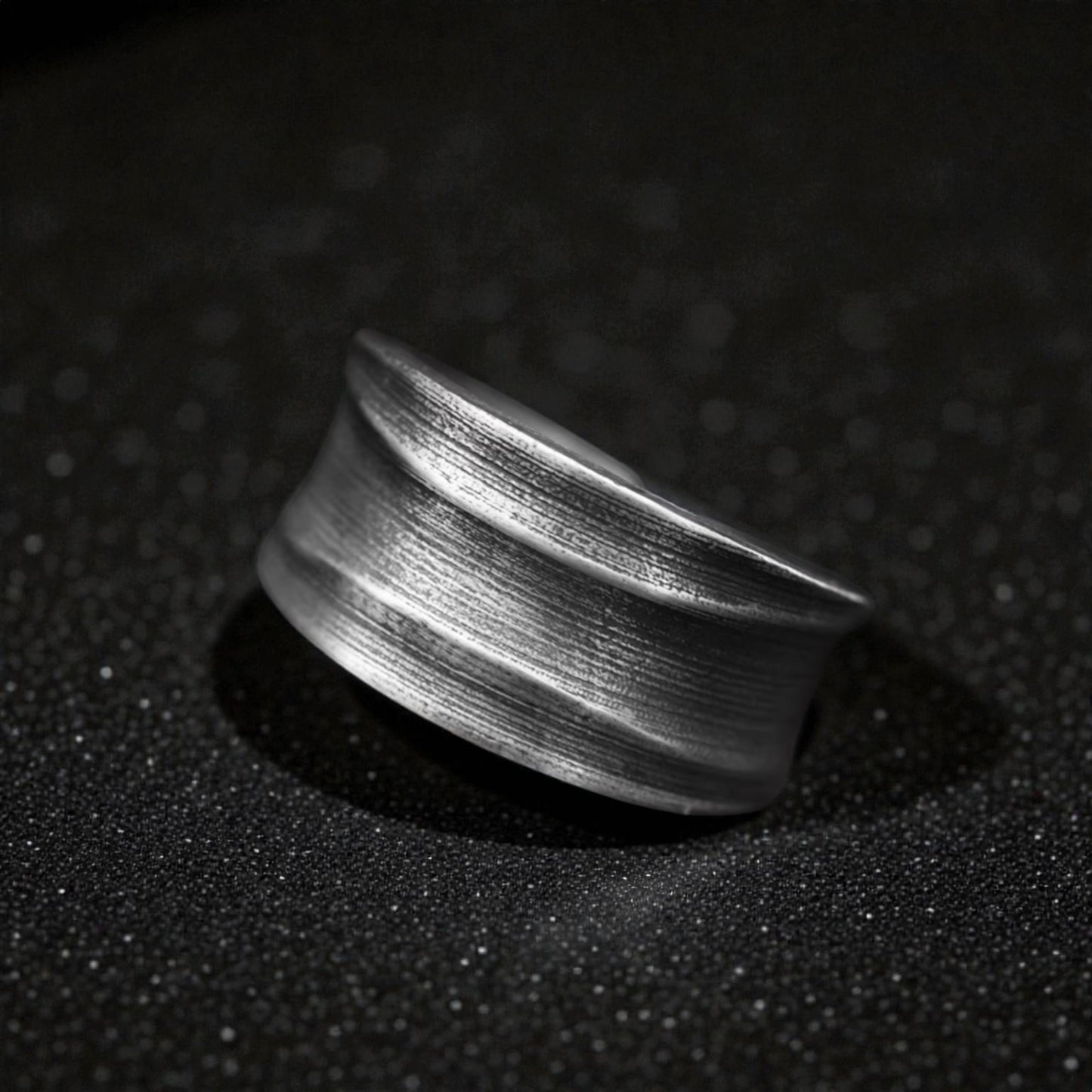S999 Fine Silver Vintage Pattern Minimal Men Band Ring