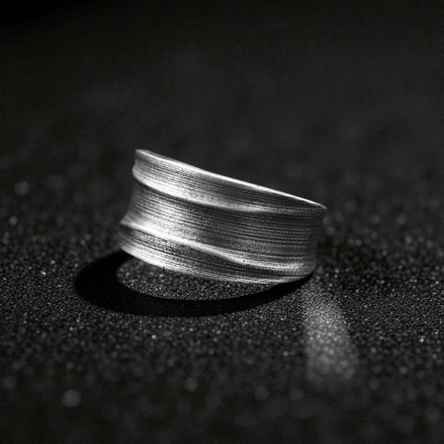 S999 Fine Silver Vintage Pattern Minimal Men Band Ring