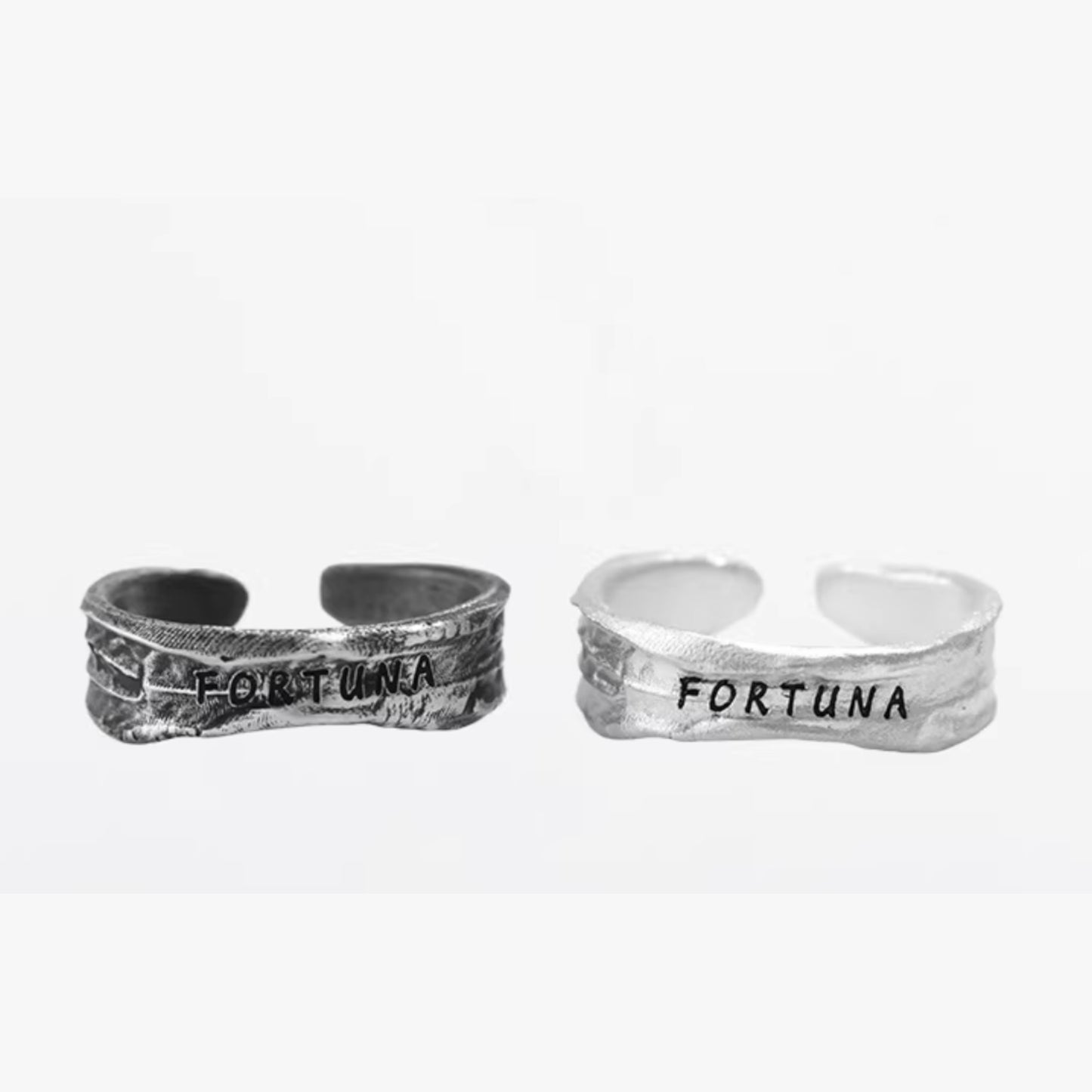 S999 Fine Silver Retro Fortuna Lucky Unisex Band Ring