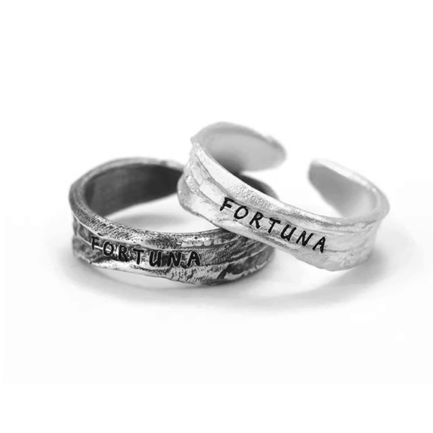 S999 Fine Silver Retro Fortuna Lucky Unisex Band Ring