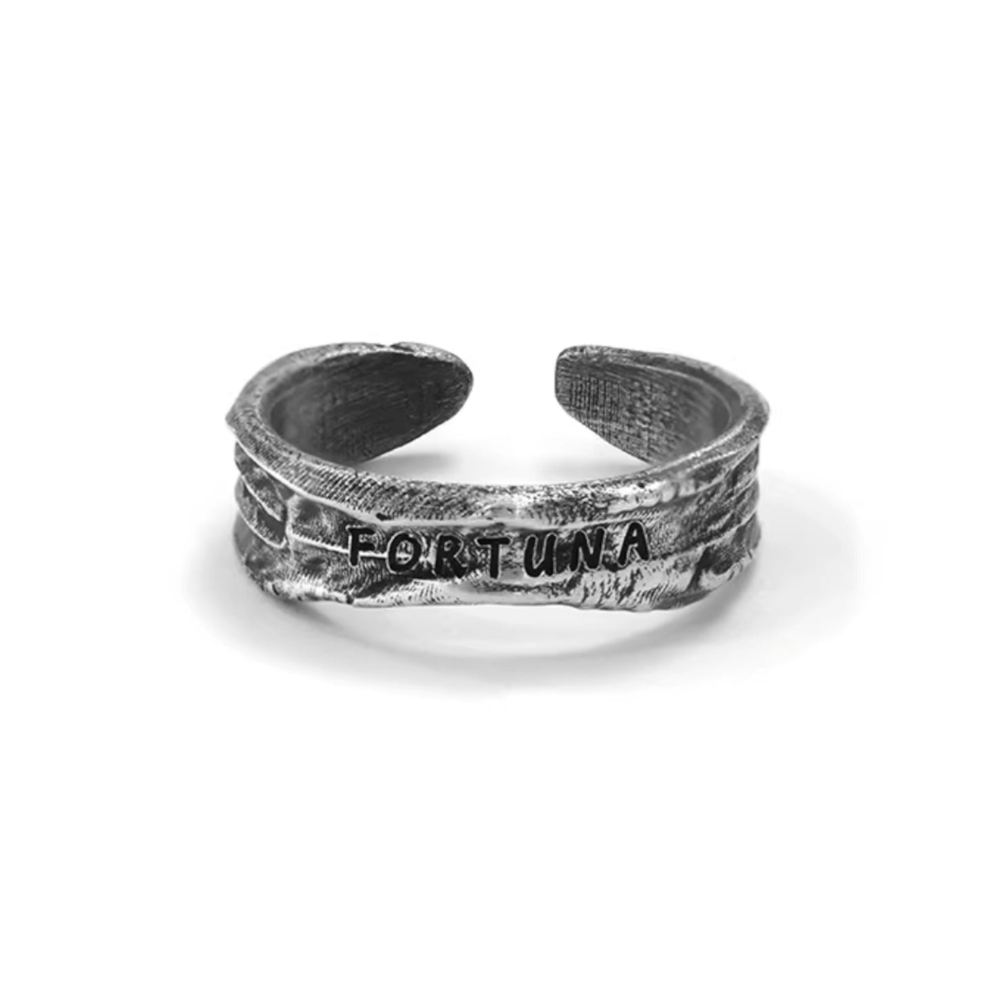 S999 Fine Silver Retro Fortuna Lucky Unisex Band Ring