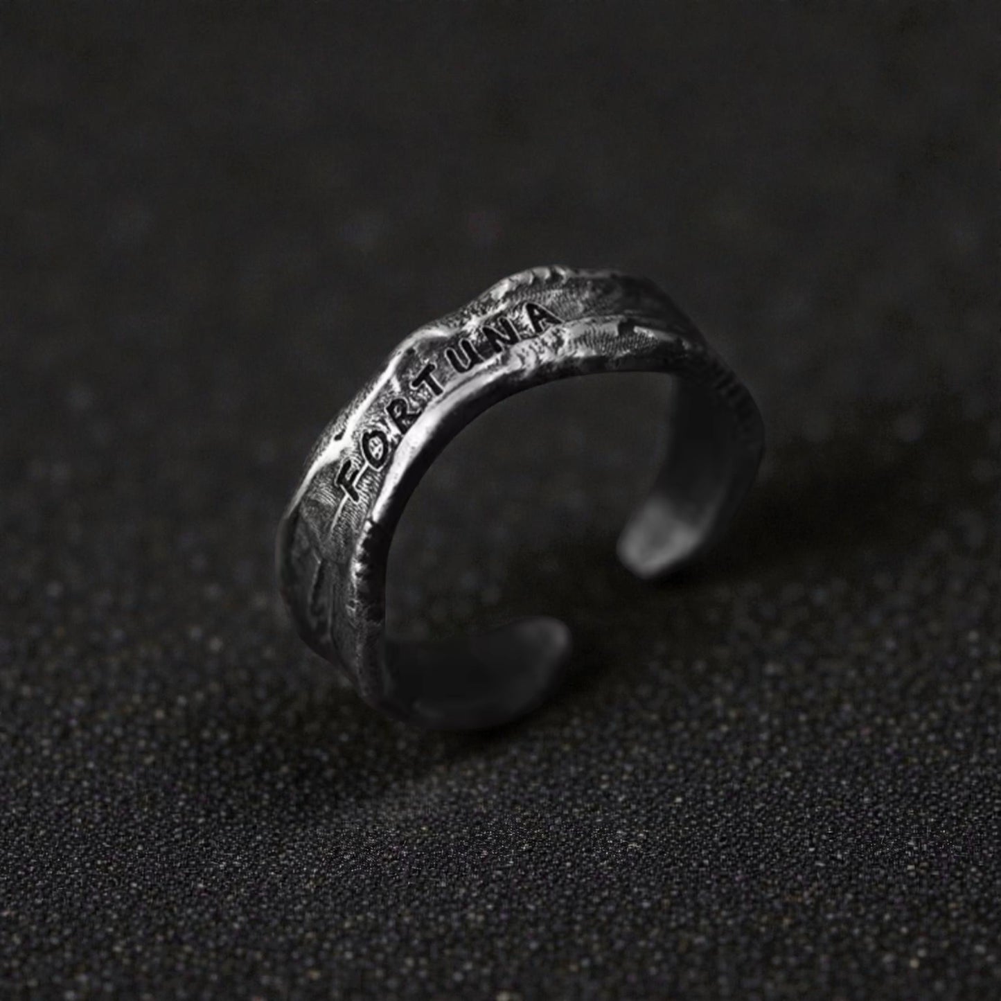 S999 Fine Silver Retro Fortuna Lucky Unisex Band Ring