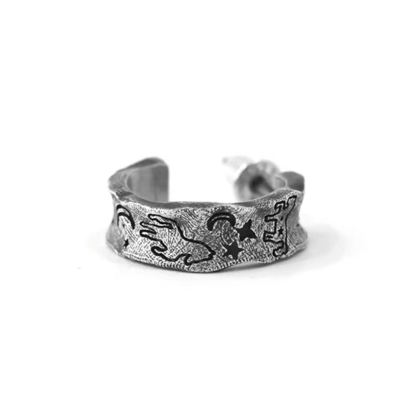 S999 Fine Silver Vintage Dream Horse Hoop Stud Earring