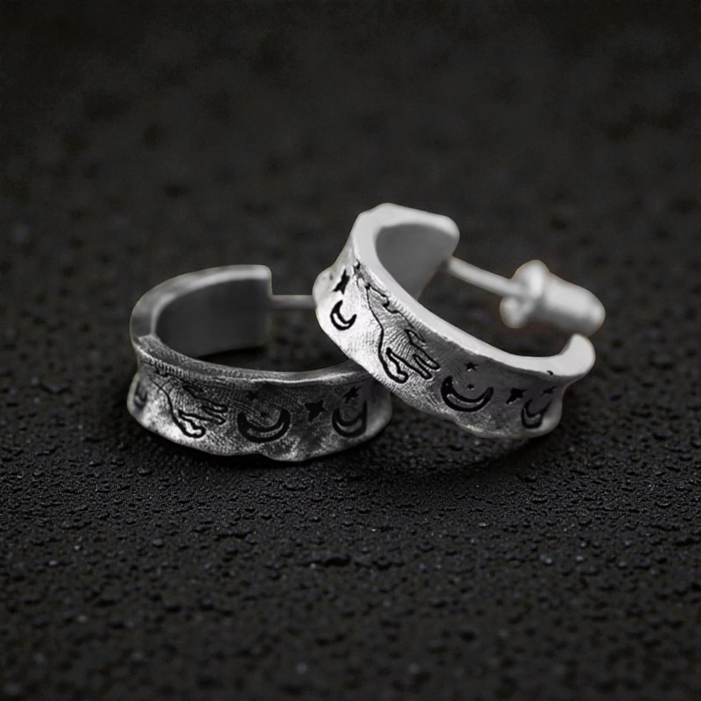 S999 Fine Silver Vintage Dream Horse Hoop Stud Earring